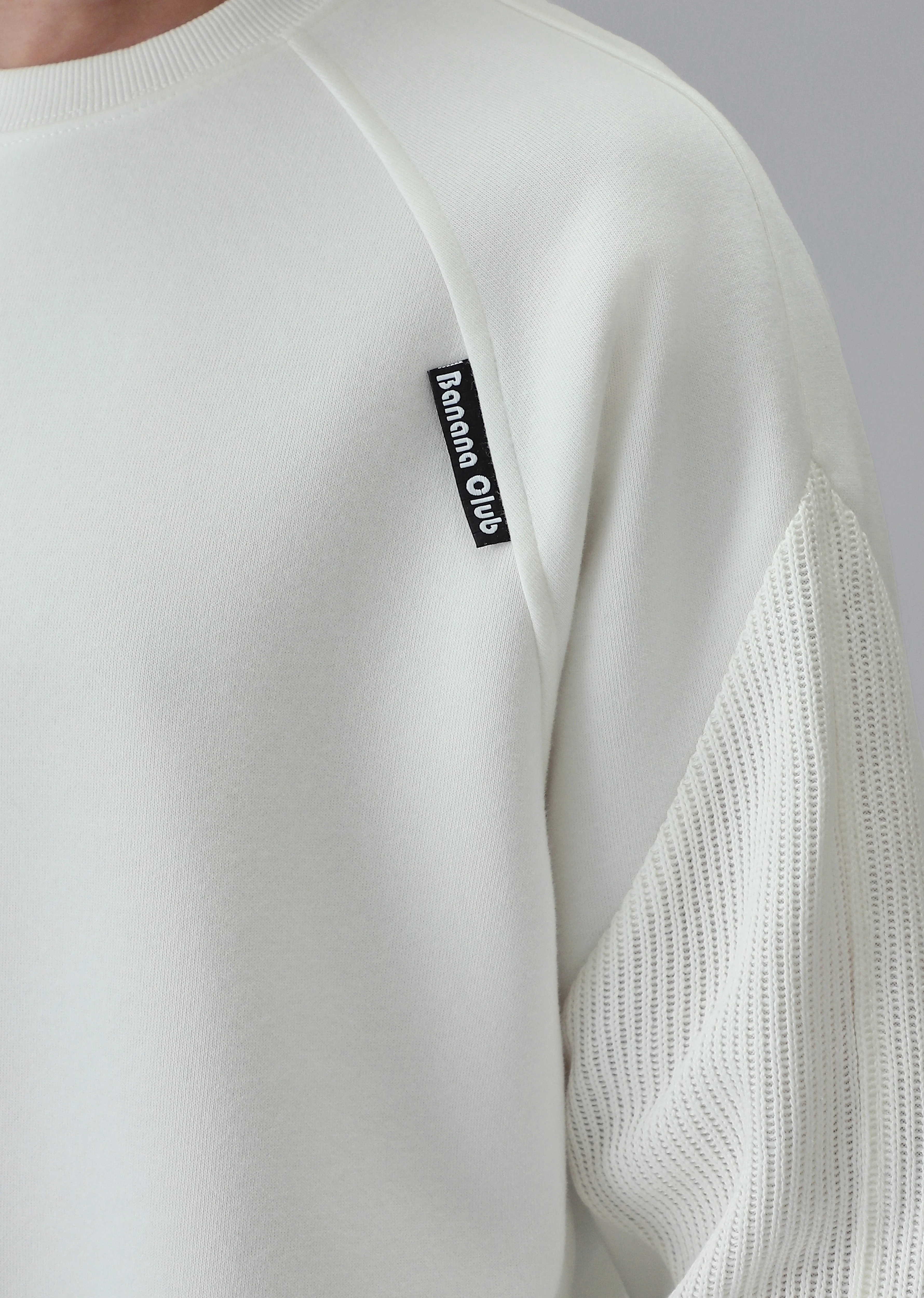 Knit Cut and Sew White Sweatshirt - Image 5