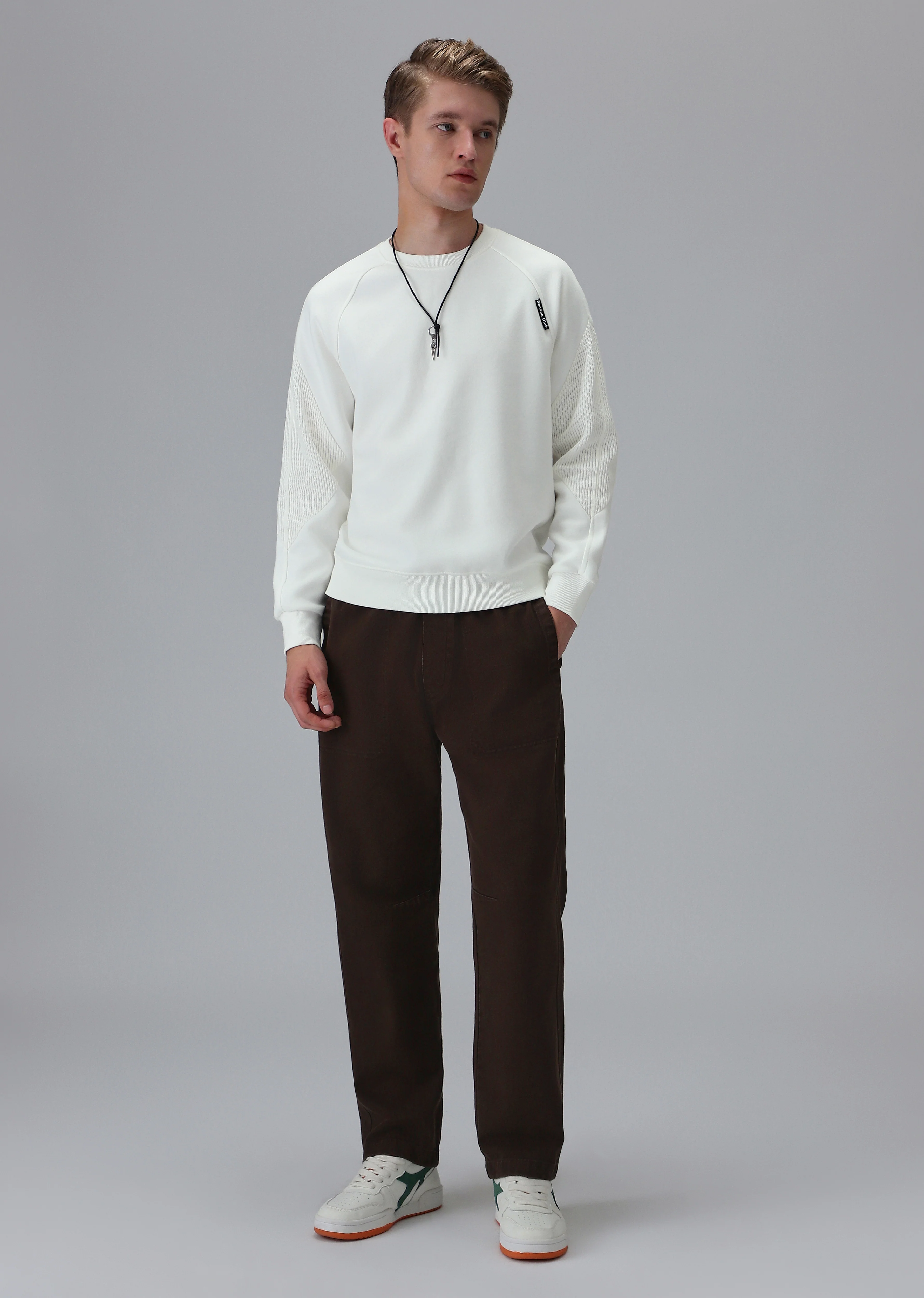 Knit Cut and Sew White Sweatshirt - Image 6