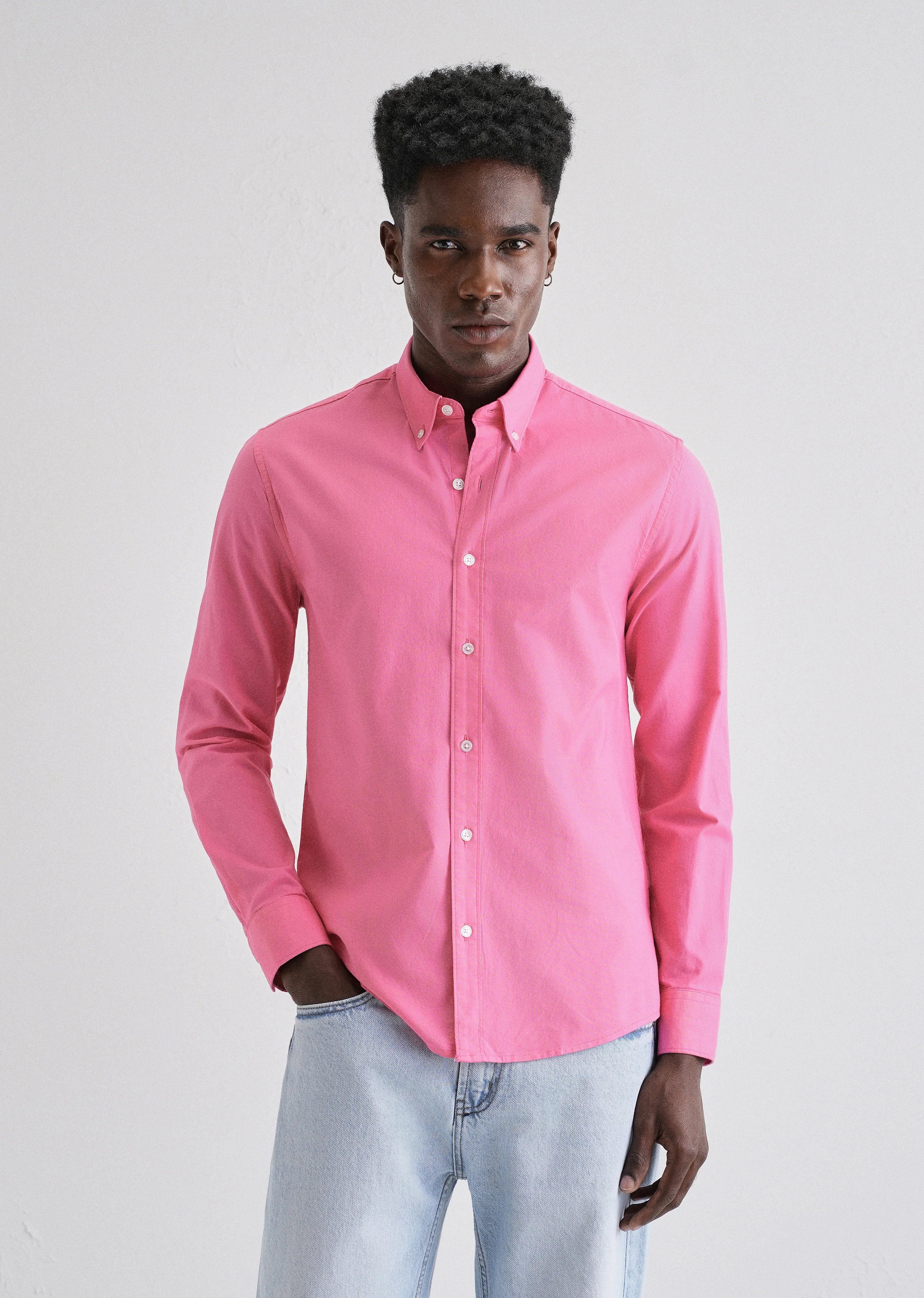 Knockout Pink Plain Oxford Shirt - Image 3
