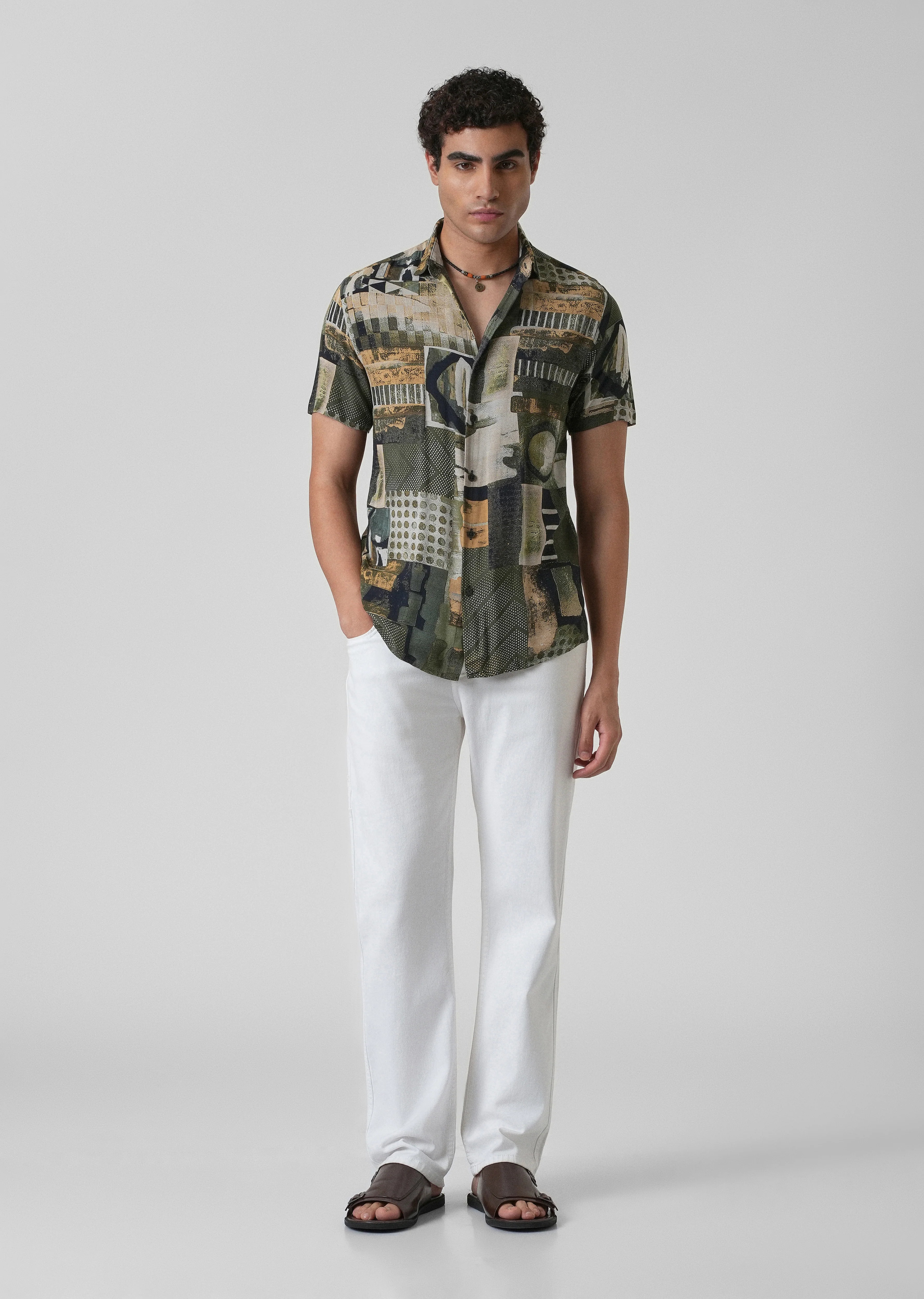 Lattice Green Feather shirt - Image 6