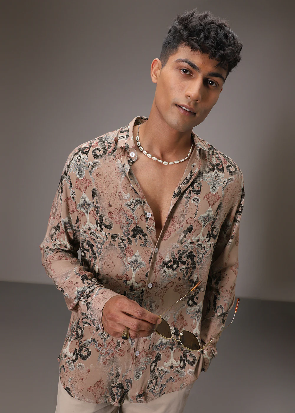 Lattice Tan Feather Shirt - Image 3