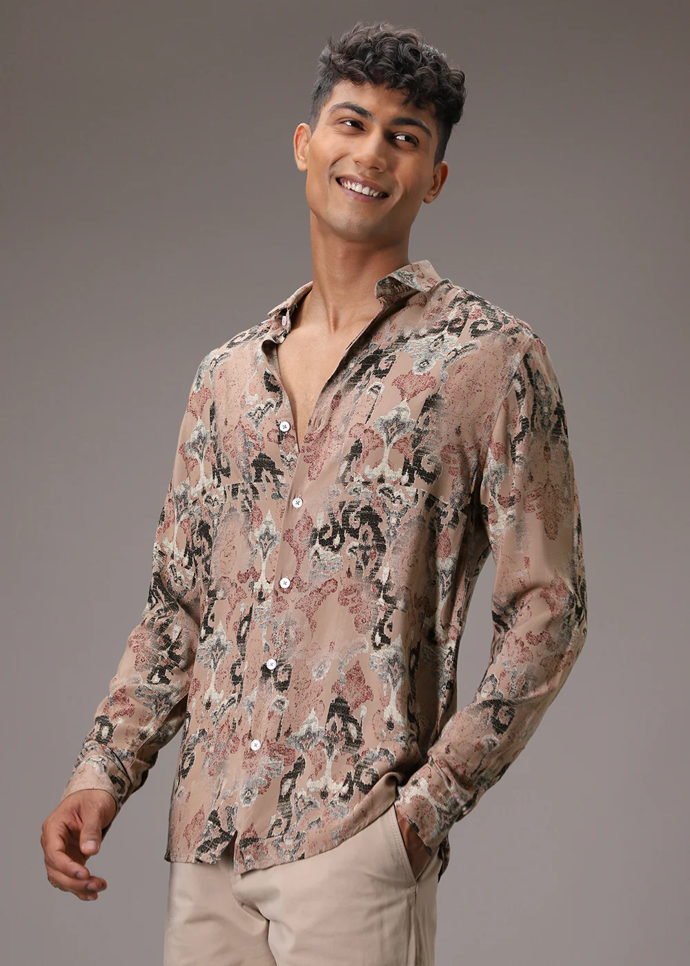 Lattice Tan Feather Shirt - Image 7