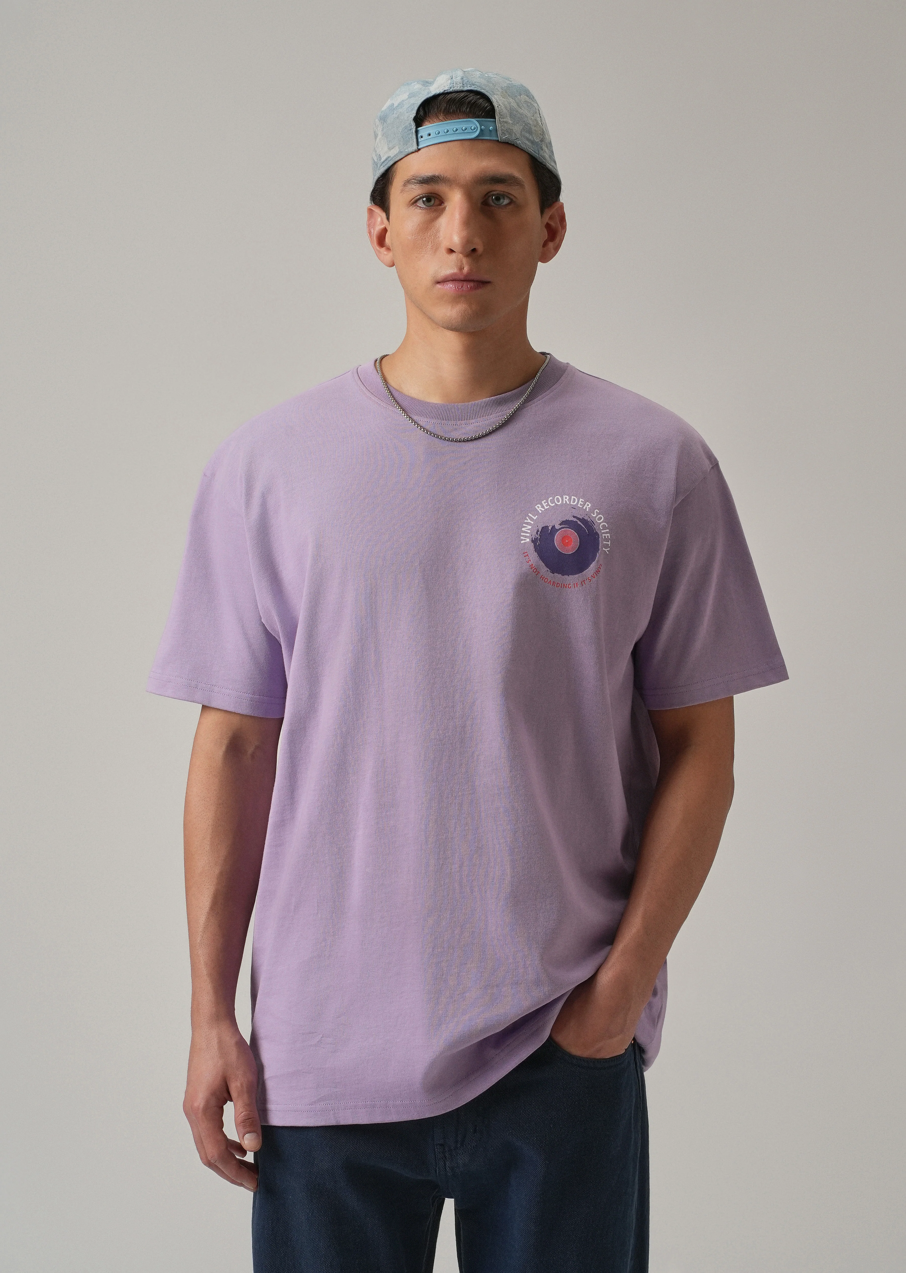 Lavender Back Printed Oversized T-Shirt - Image 2