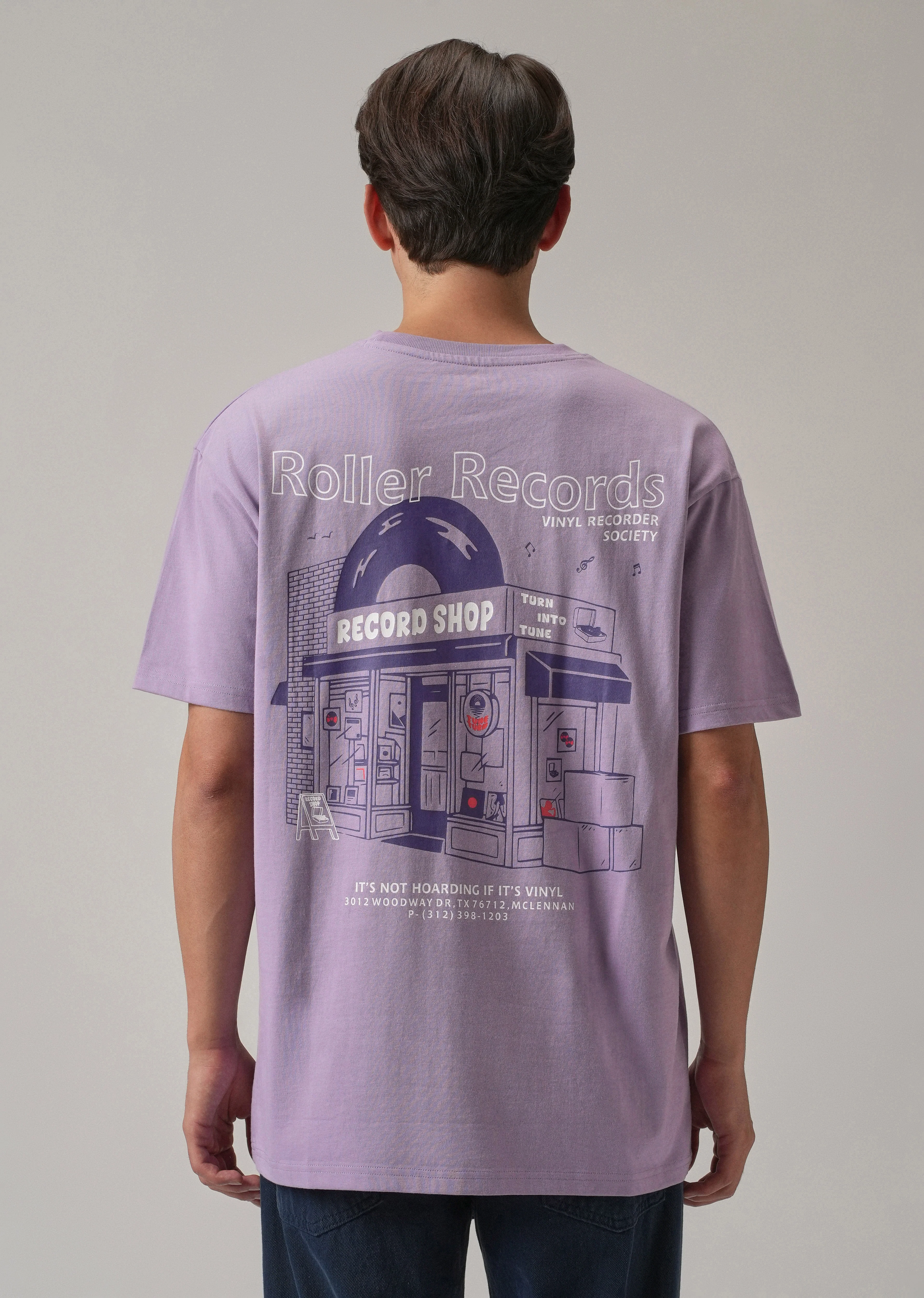Lavender Back Printed Oversized T-Shirt - Image 3