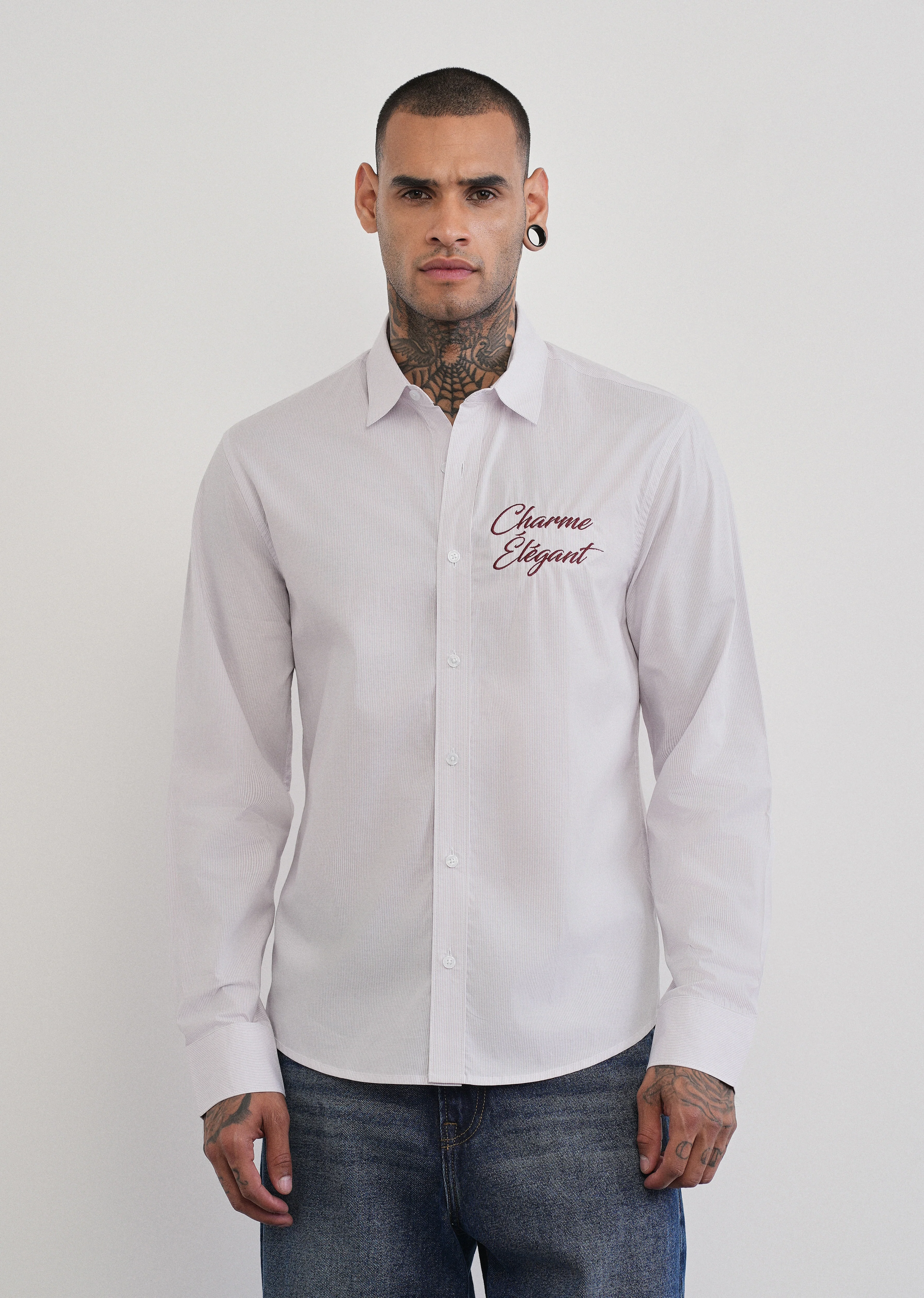 Lavender Back Printed Stripe Shirt - Image 2
