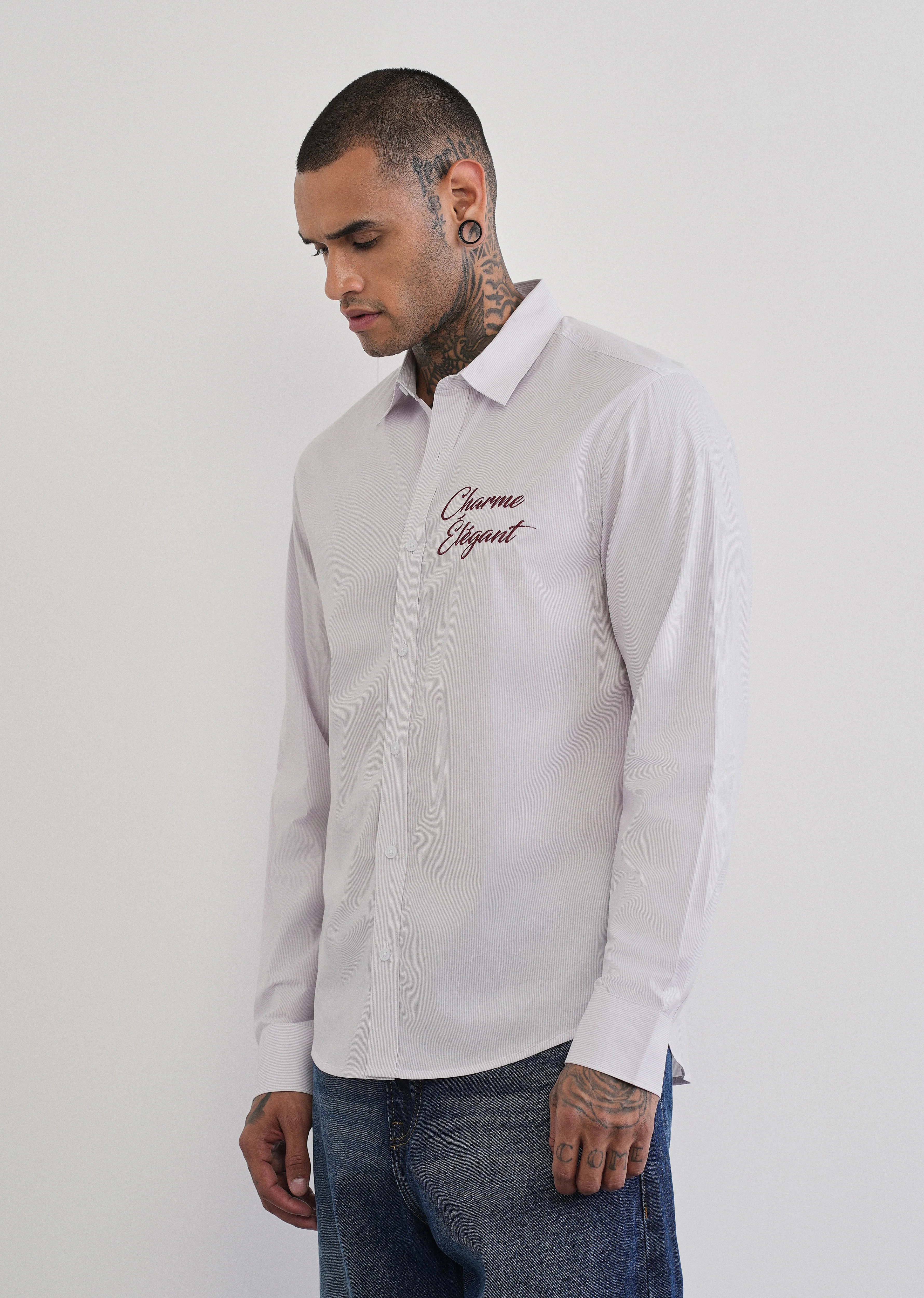 Lavender Back Printed Stripe Shirt - Image 4