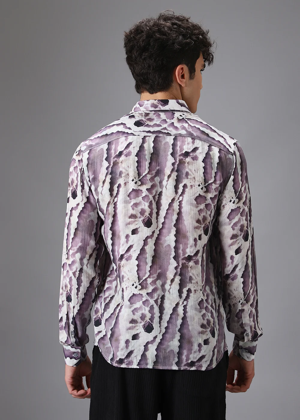 Lavender Beige Crushed Printed Shirt - Image 4