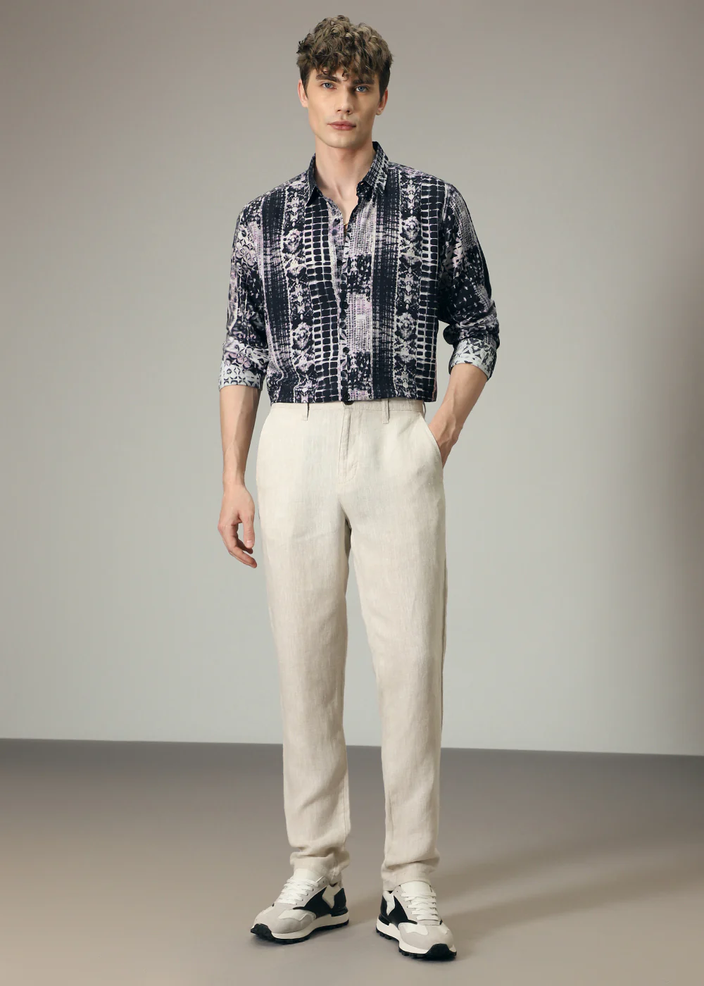 Lavender Black Abstract Print Shirt - Image 6