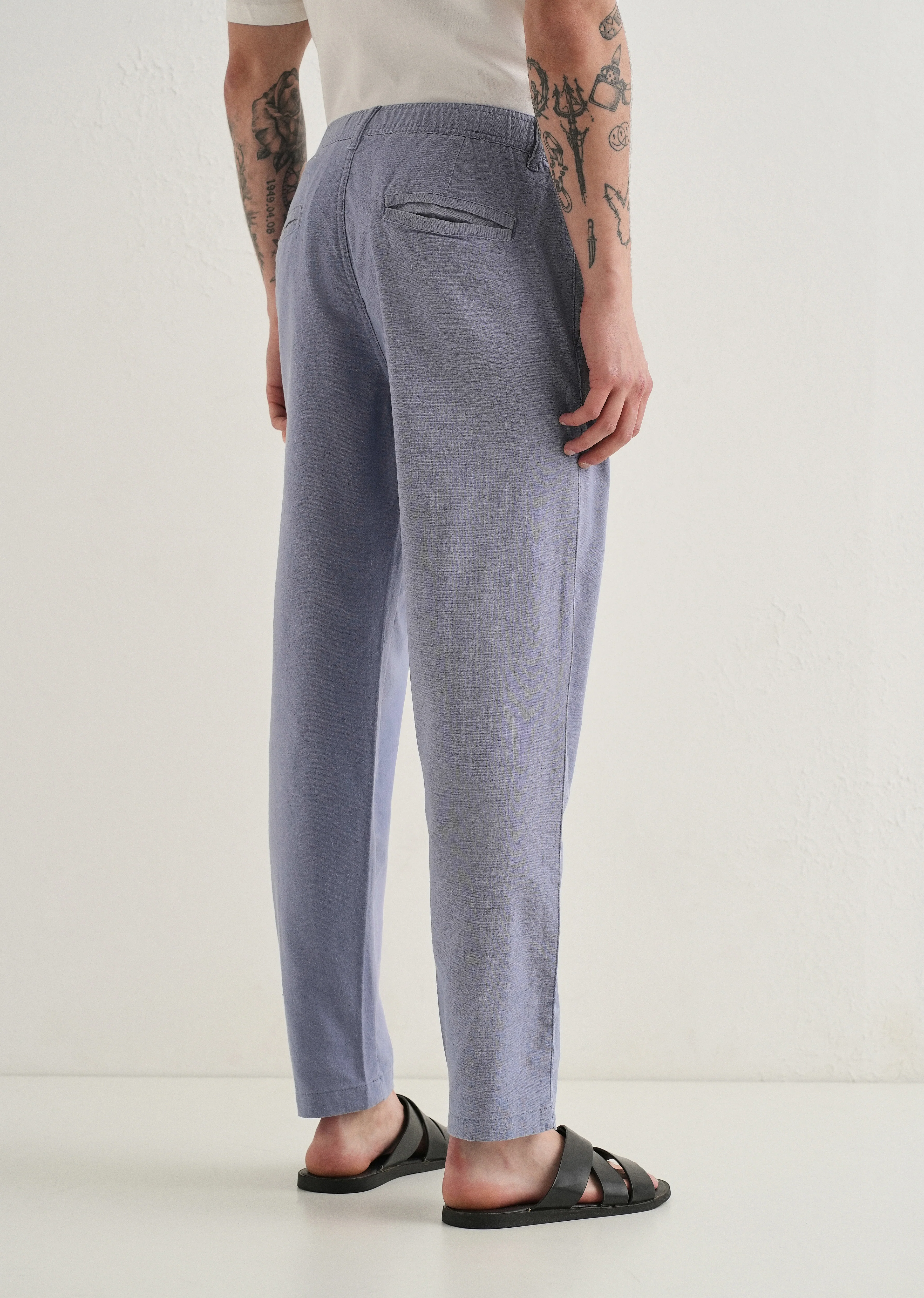Lavender Comfort Fit Linen Pant - Image 2