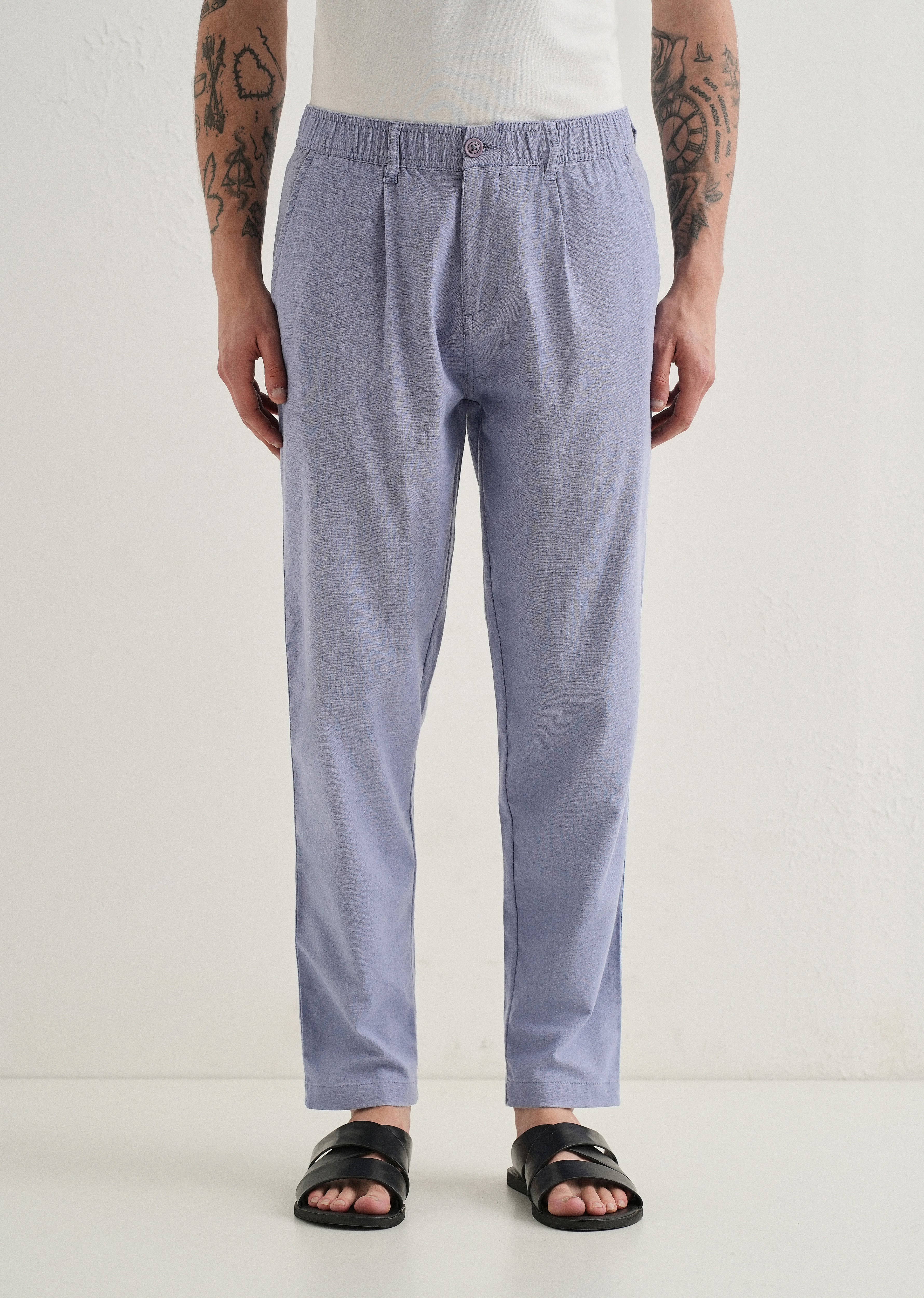Lavender Comfort Fit Linen Pant - Image 3
