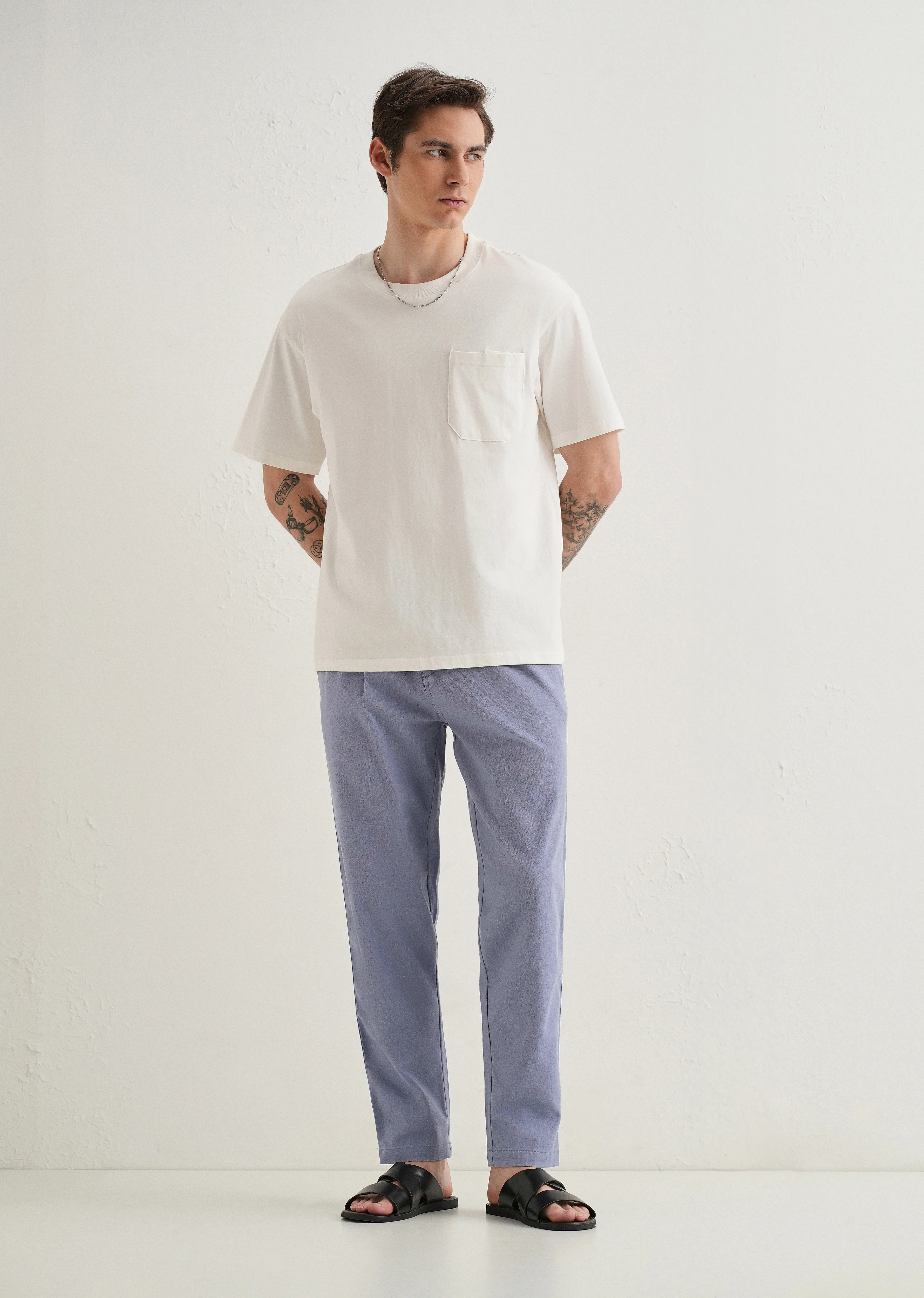 Lavender Comfort Fit Linen Pant - Image 6
