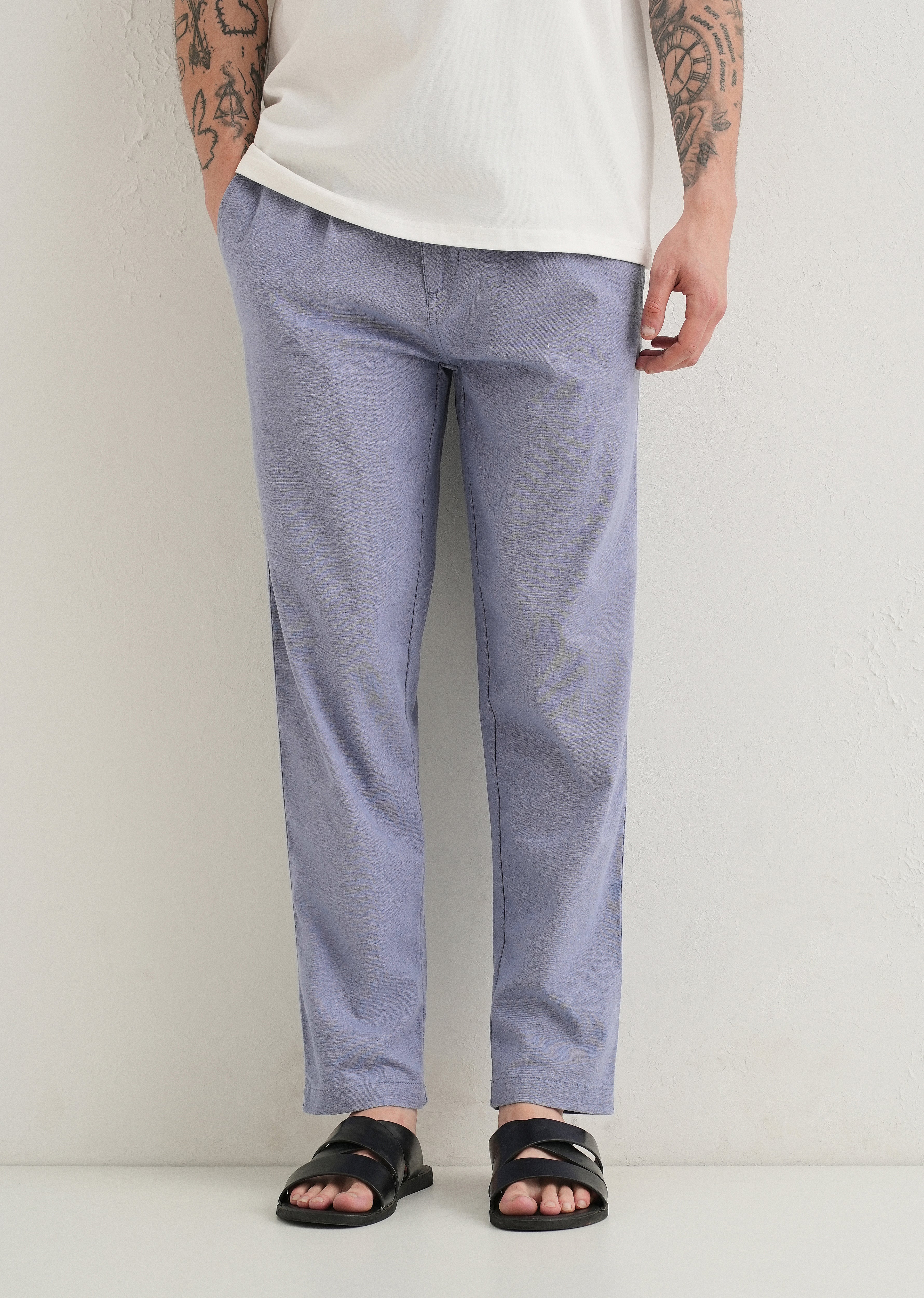 Lavender Comfort Fit Linen Pant - Image 7