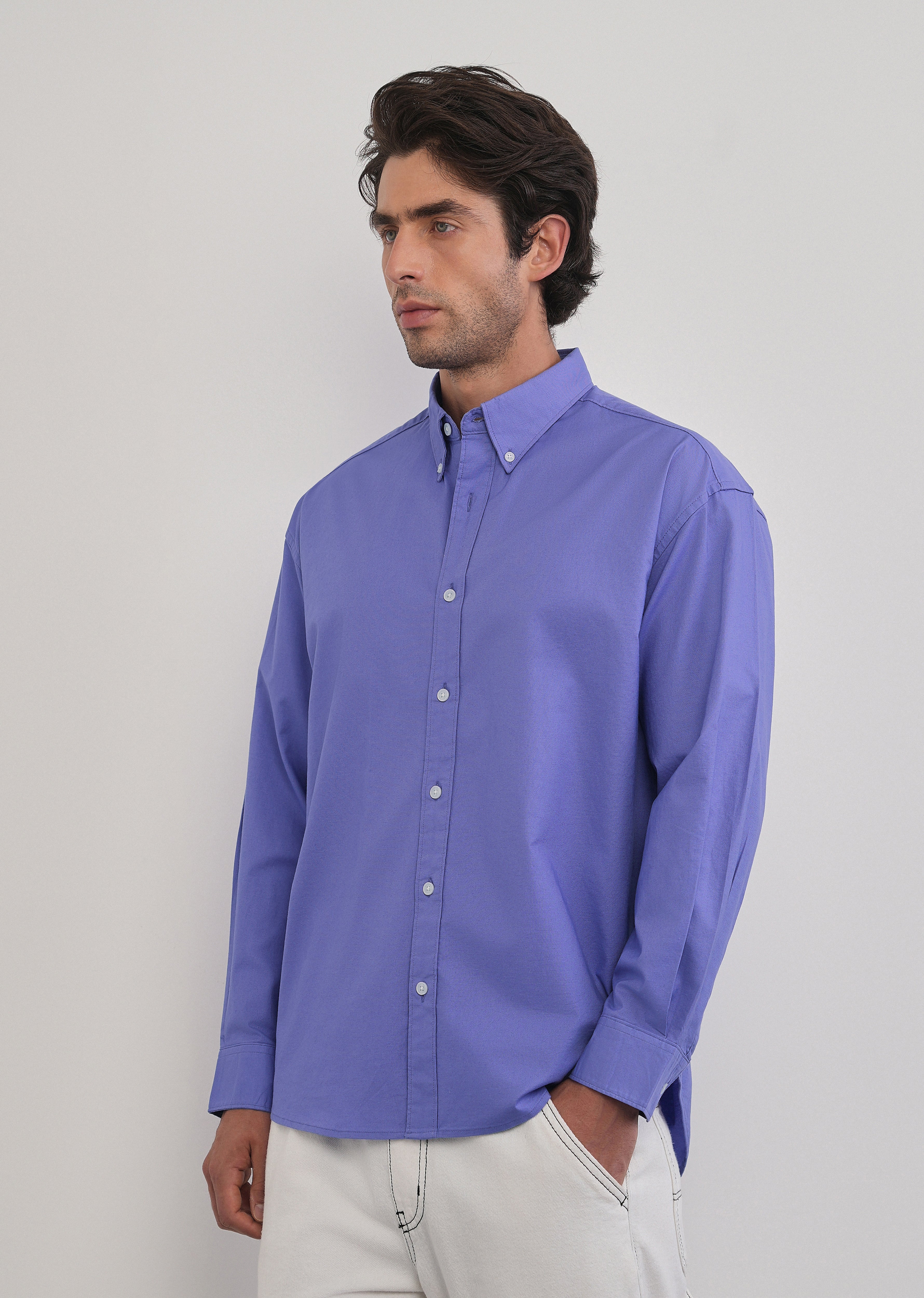 Lavender Cotton Stretch Oversized Shirt - Image 4