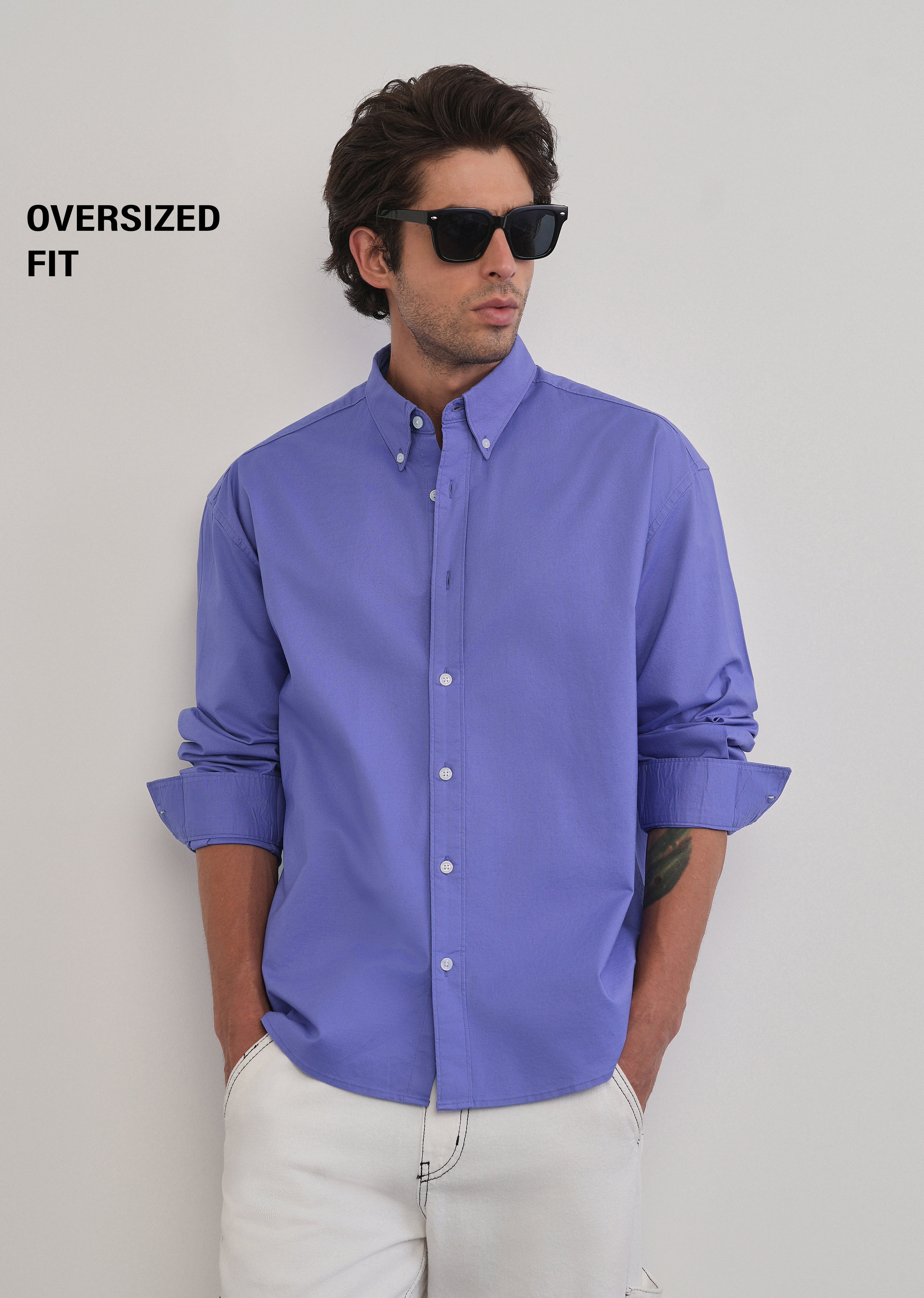 Lavender Cotton Stretch Oversized Shirt - Image 7