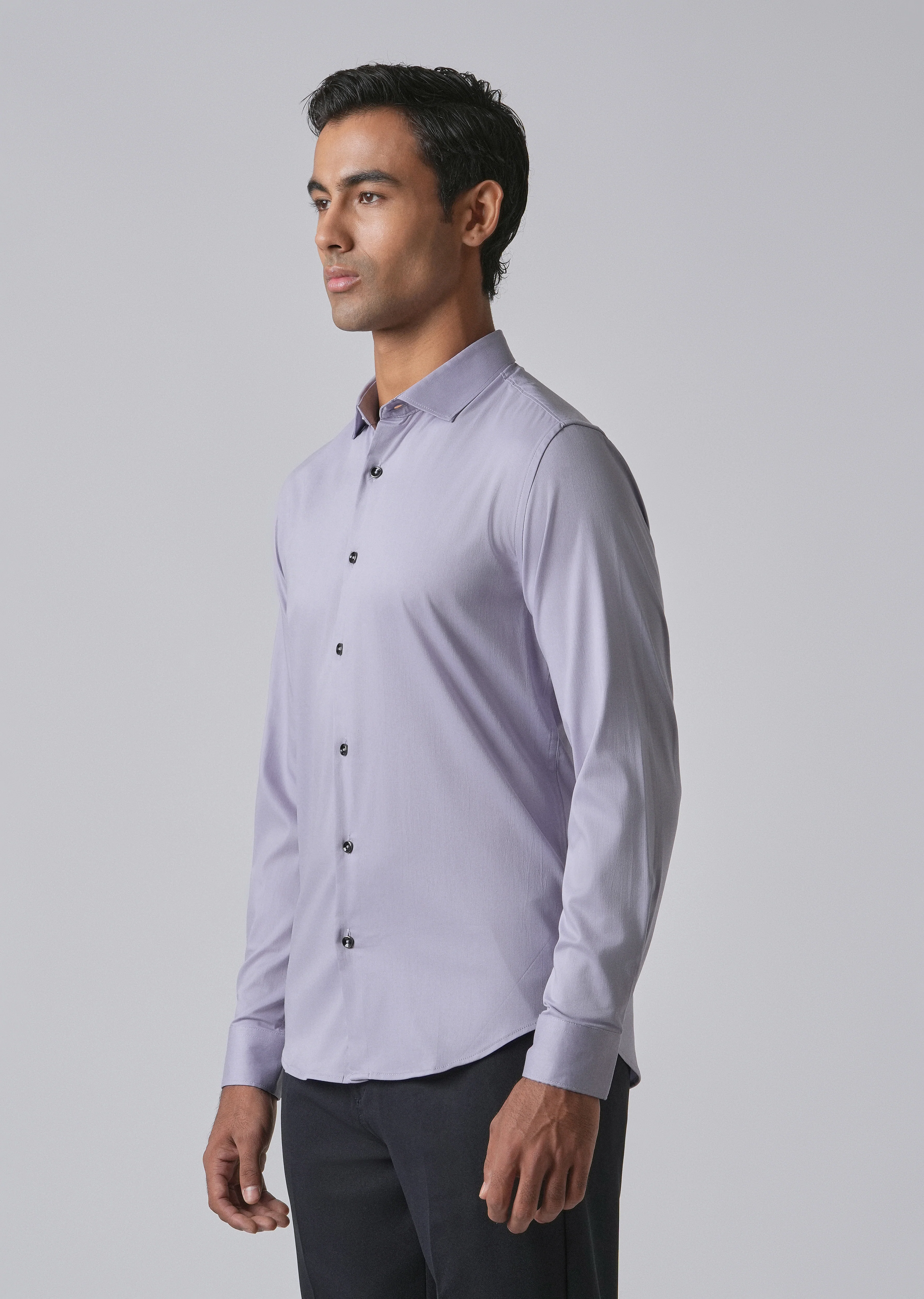 Lavender Cotton Stretch Plain Shirt - Image 4