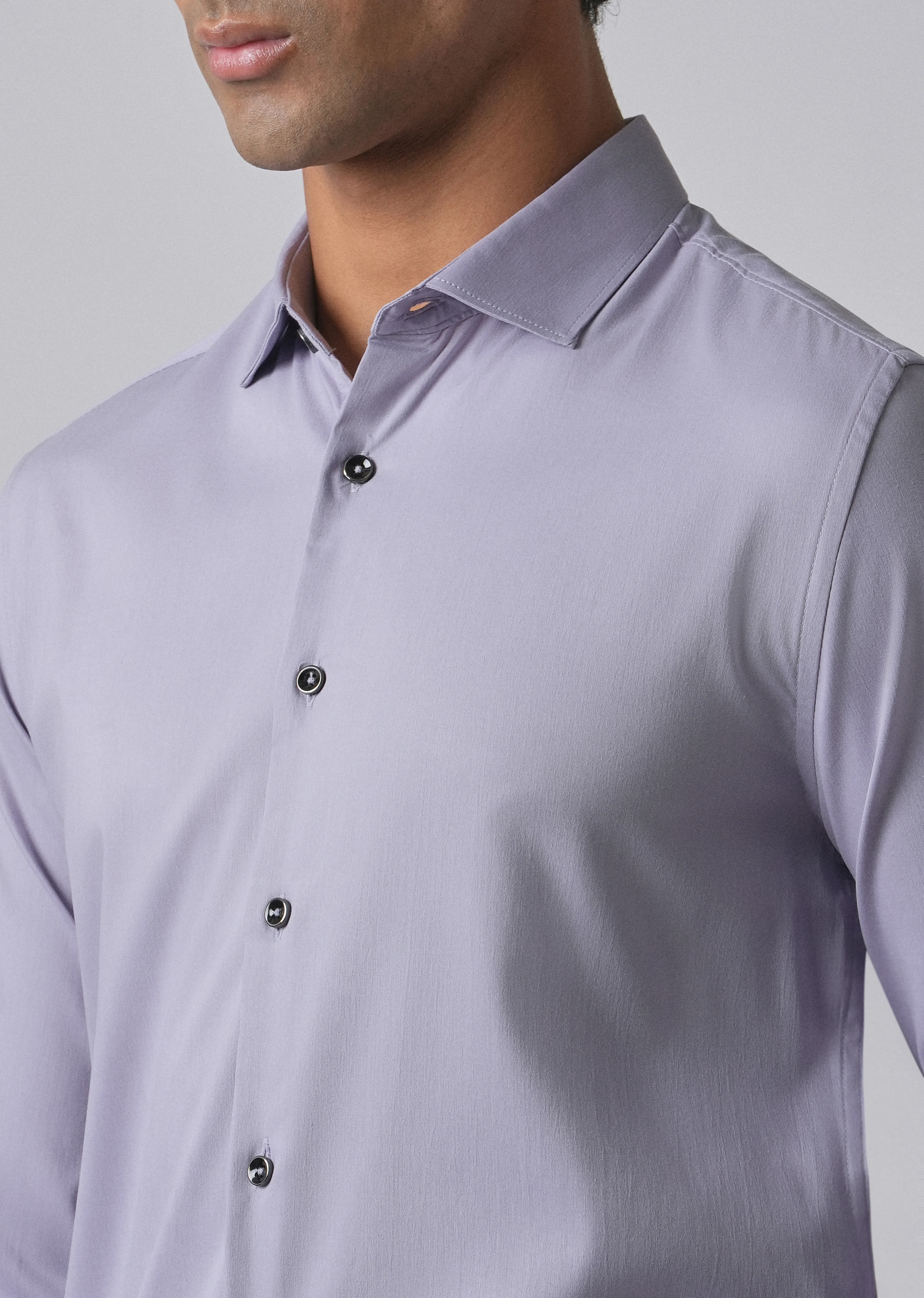 Lavender Cotton Stretch Plain Shirt - Image 5