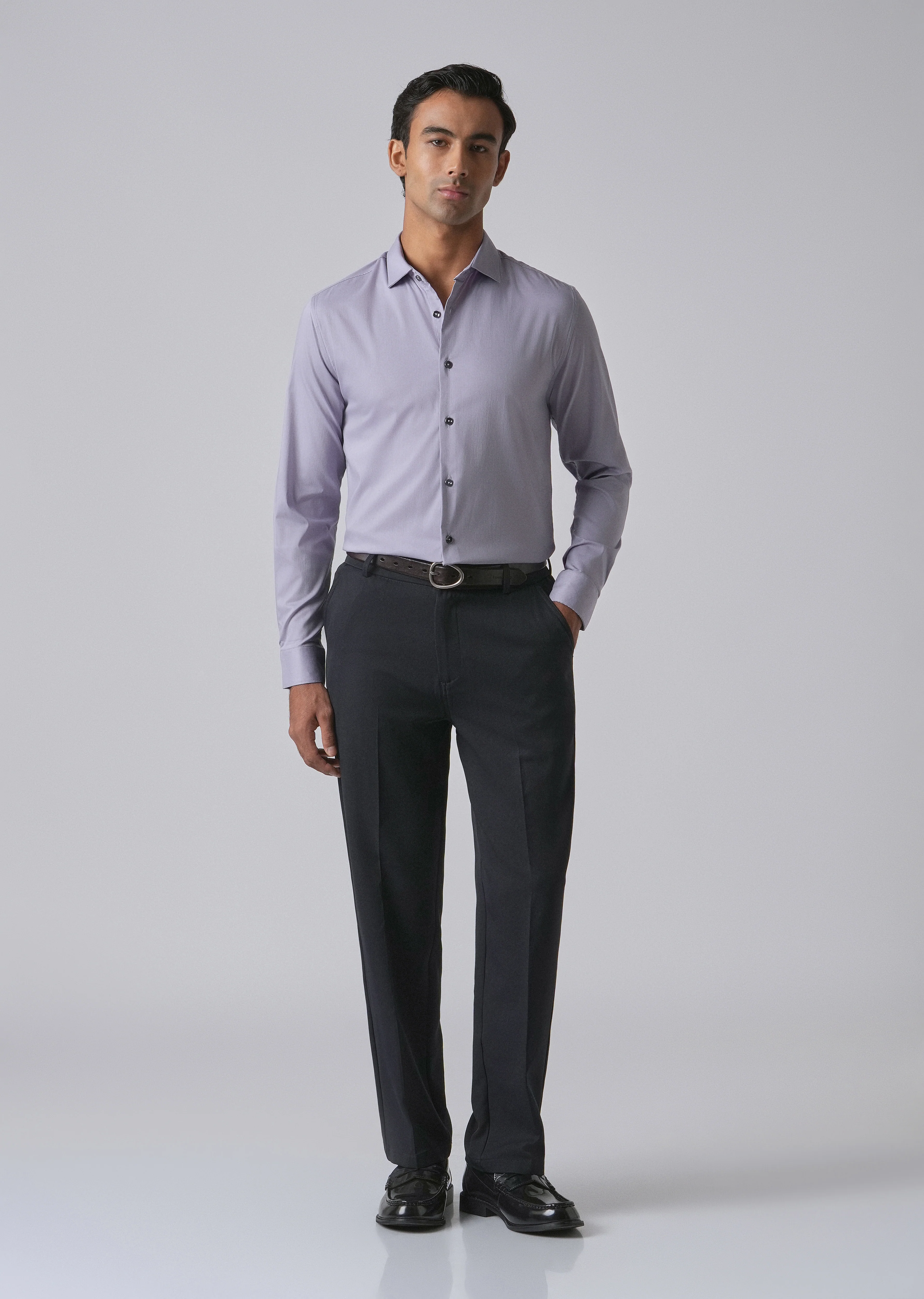 Lavender Cotton Stretch Plain Shirt - Image 6