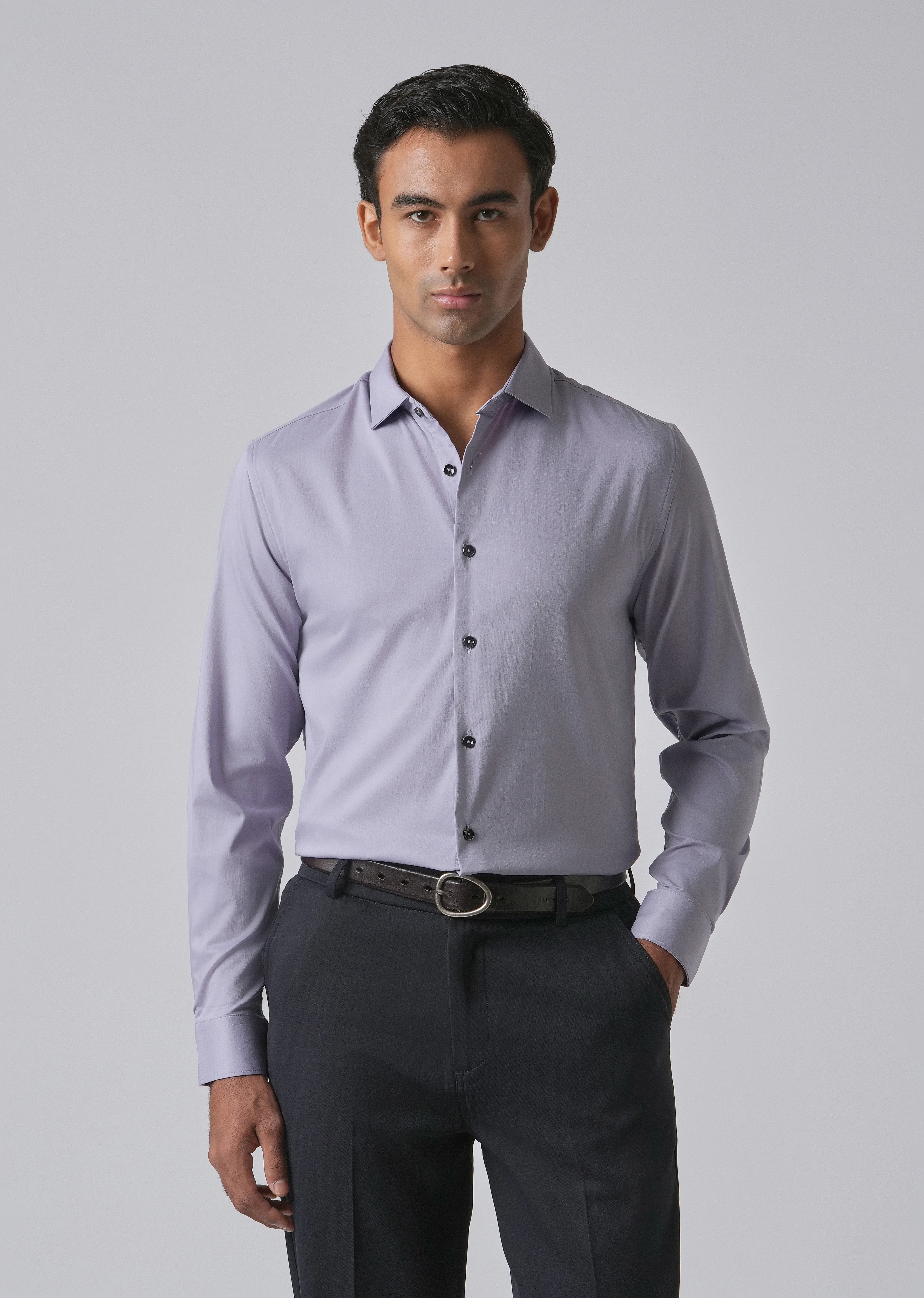 Lavender Cotton Stretch Plain Shirt - Image 7