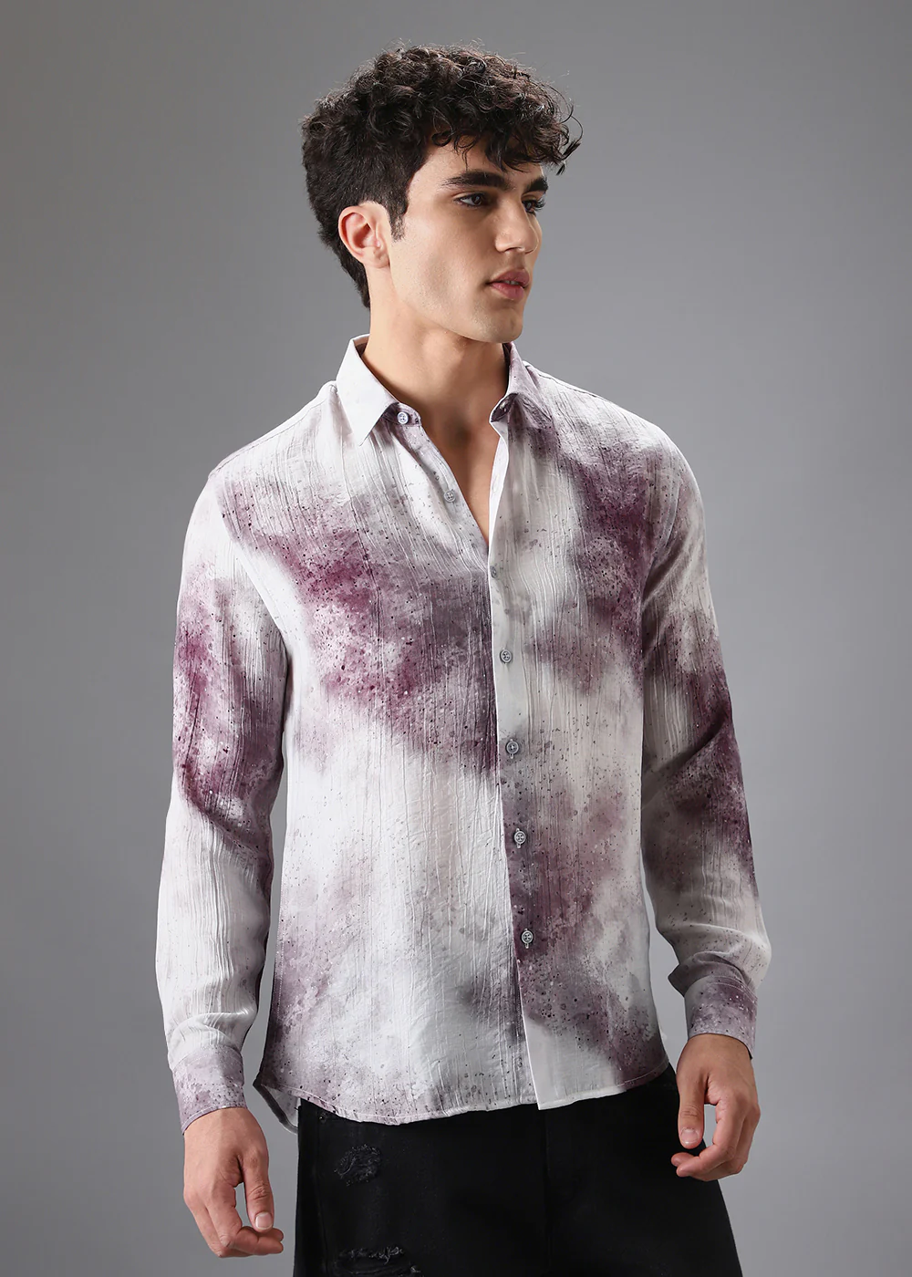 Lavender Crushed Printed Shirt - Image 3