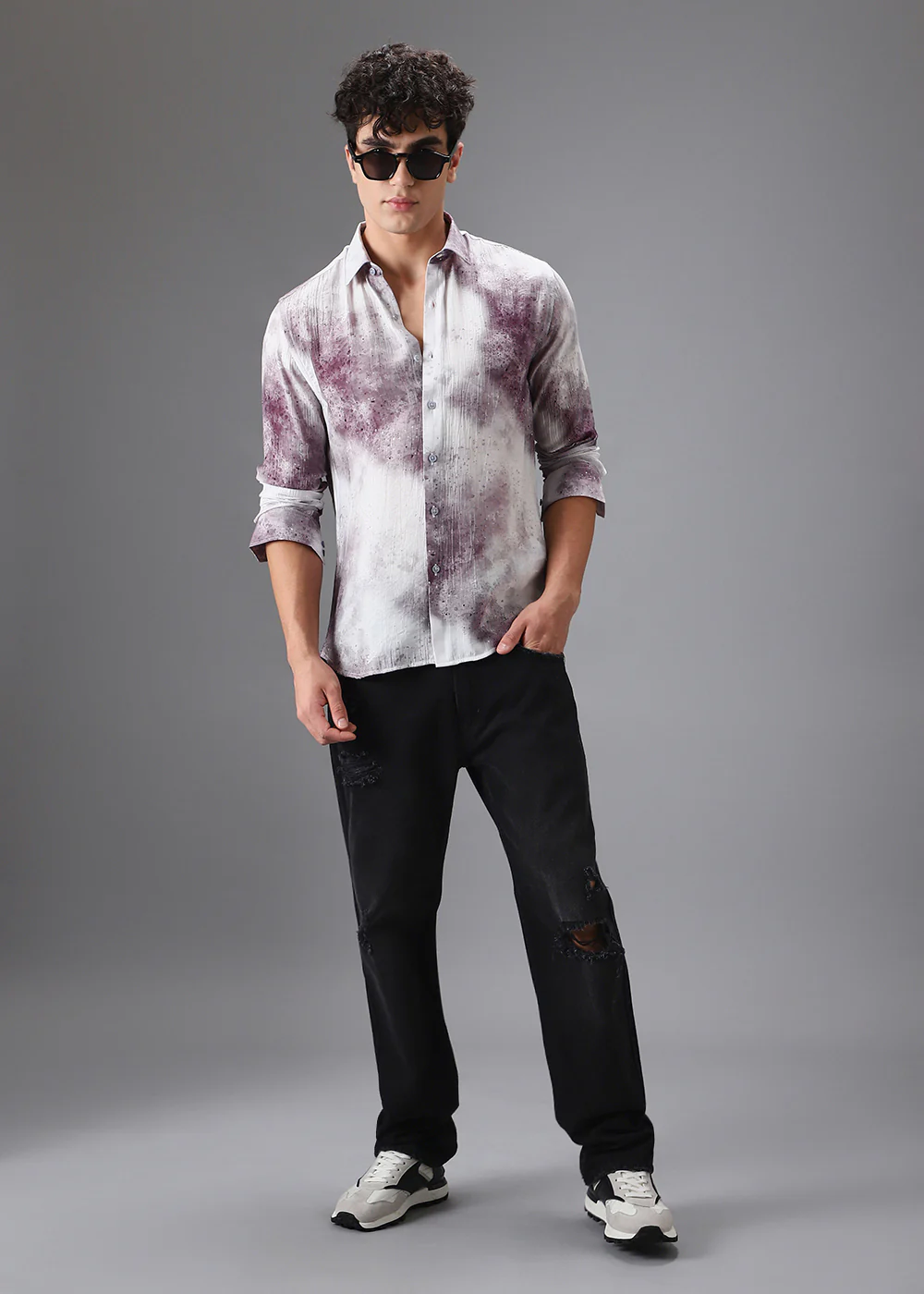 Lavender Crushed Printed Shirt - Image 6