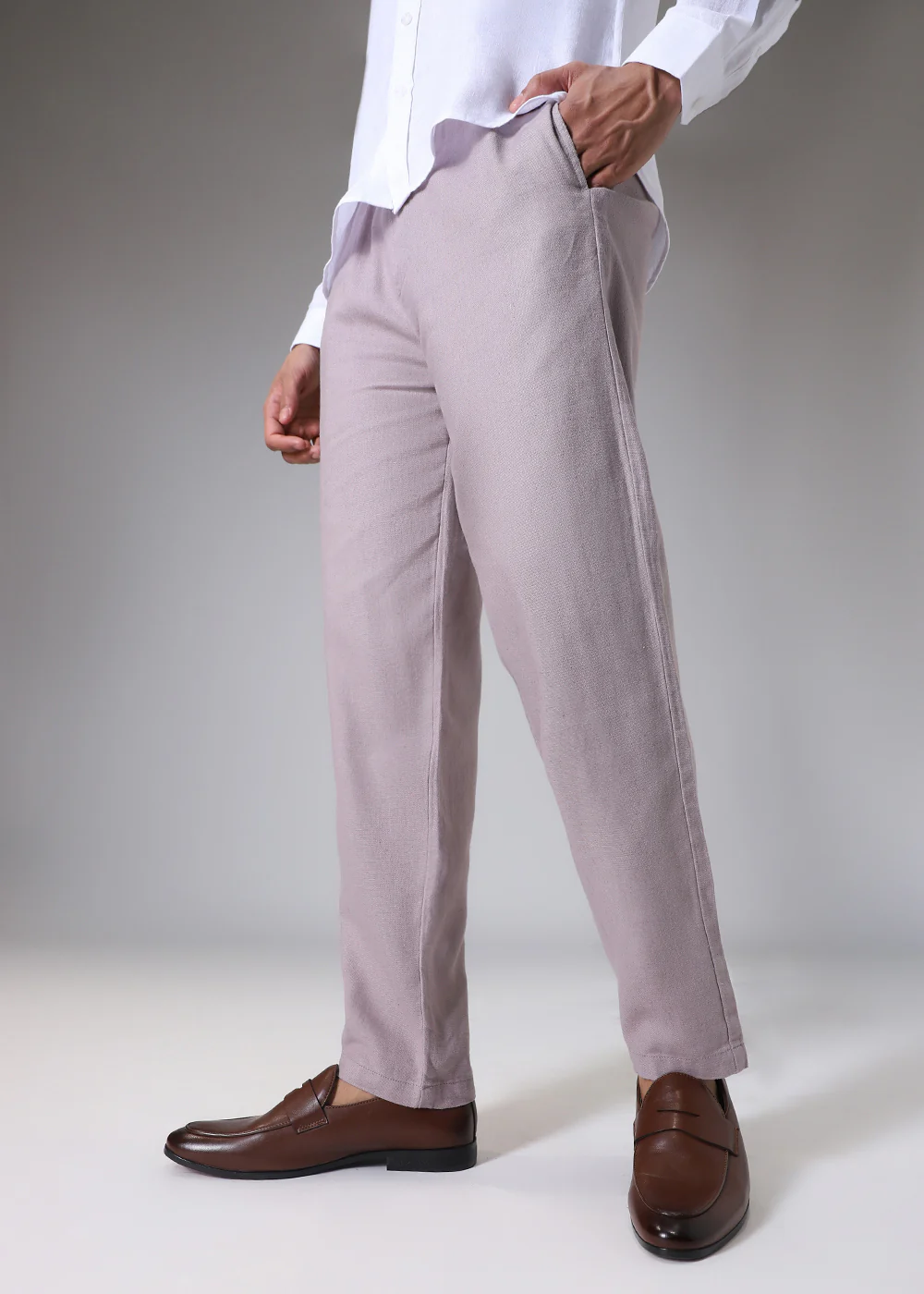 Lavender Drawstring Linen Pant - Image 3