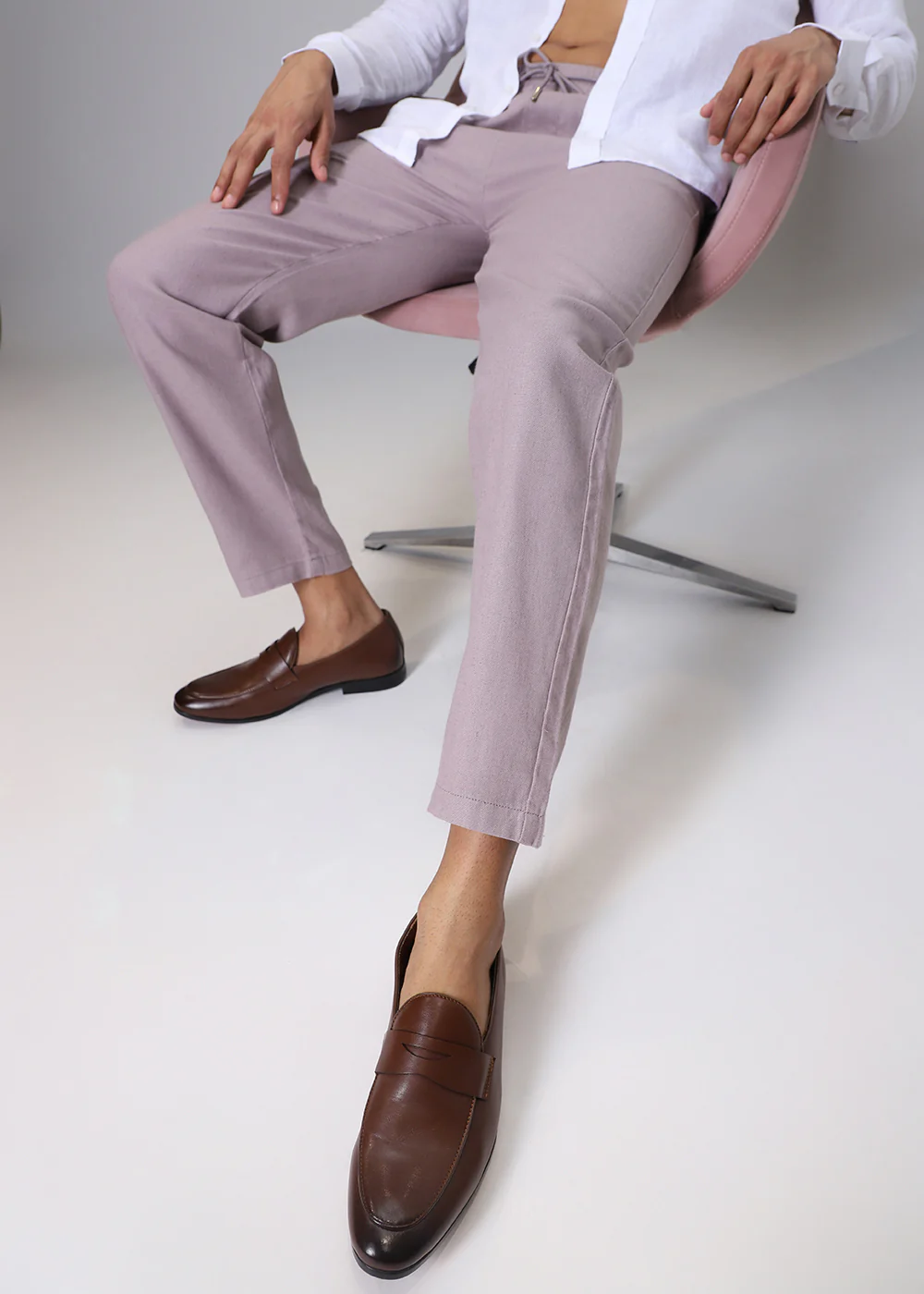 Lavender Drawstring Linen Pant - Image 7