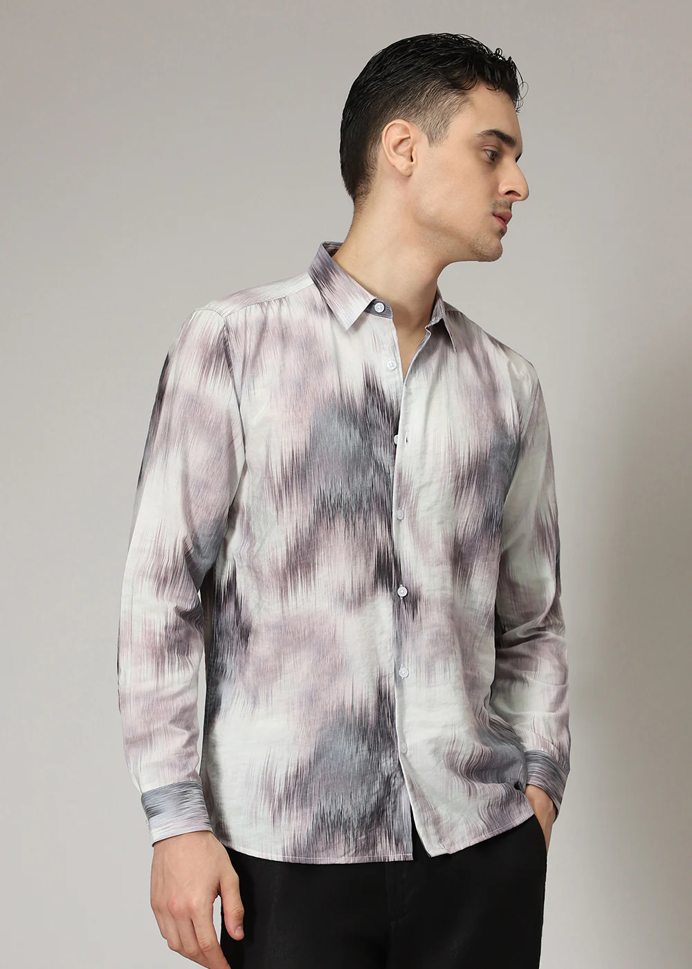Lavender Line Brush Print Shirt - Image 5