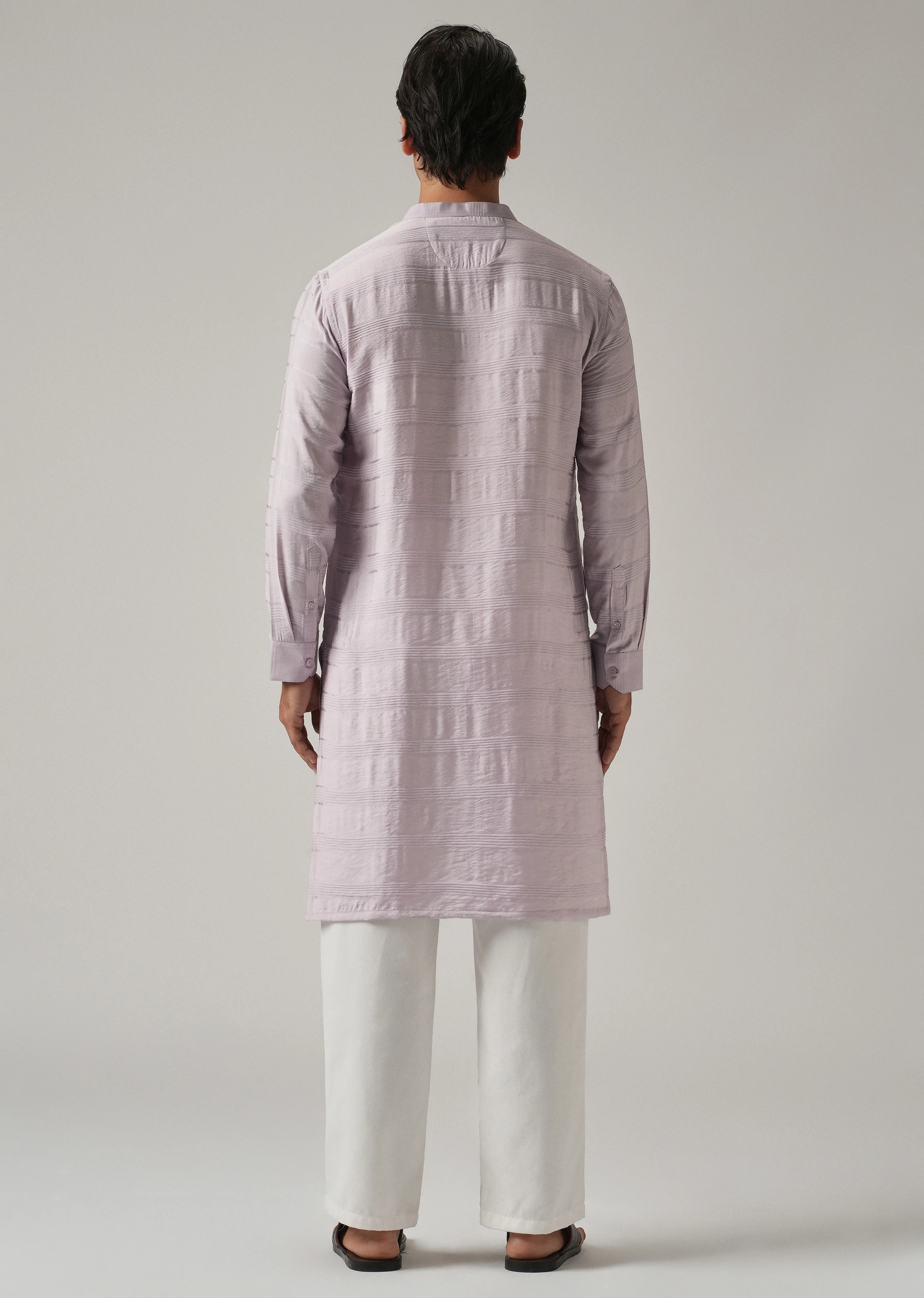 Lavender Nylon Subtle Stripe Kurta - Image 2