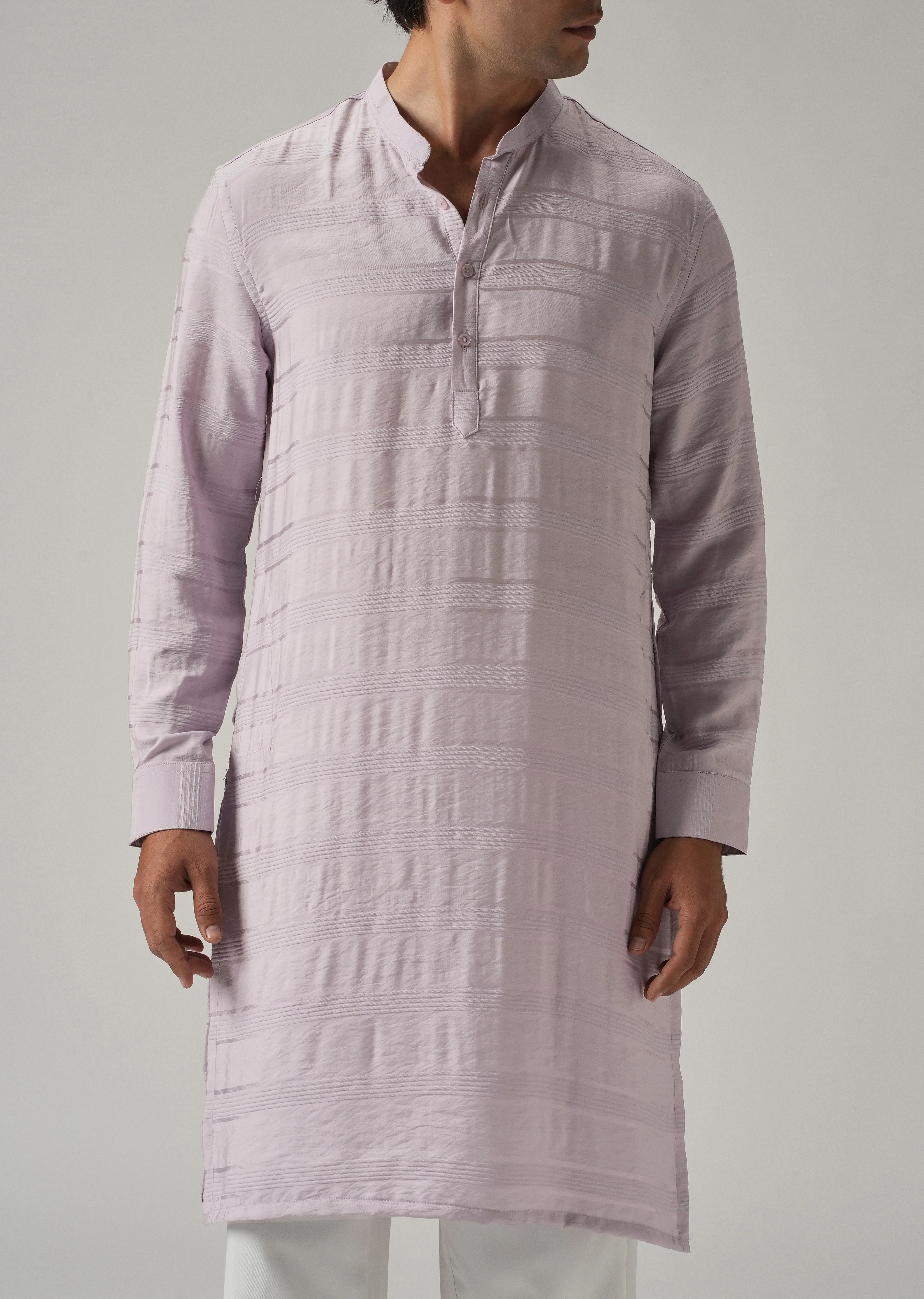 Lavender Nylon Subtle Stripe Kurta - Image 7