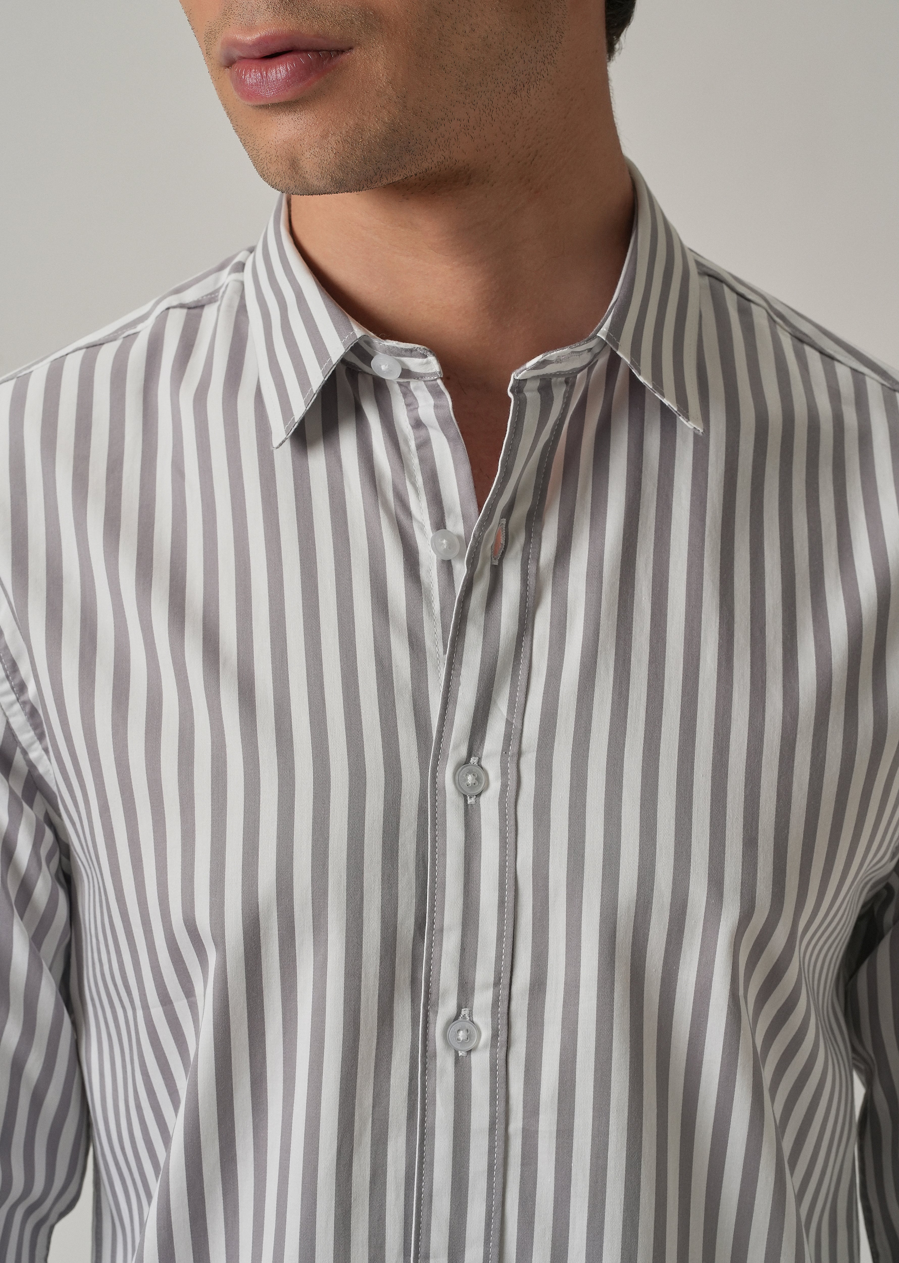 Lavender Satin Pin Stripe Shirt - Image 5