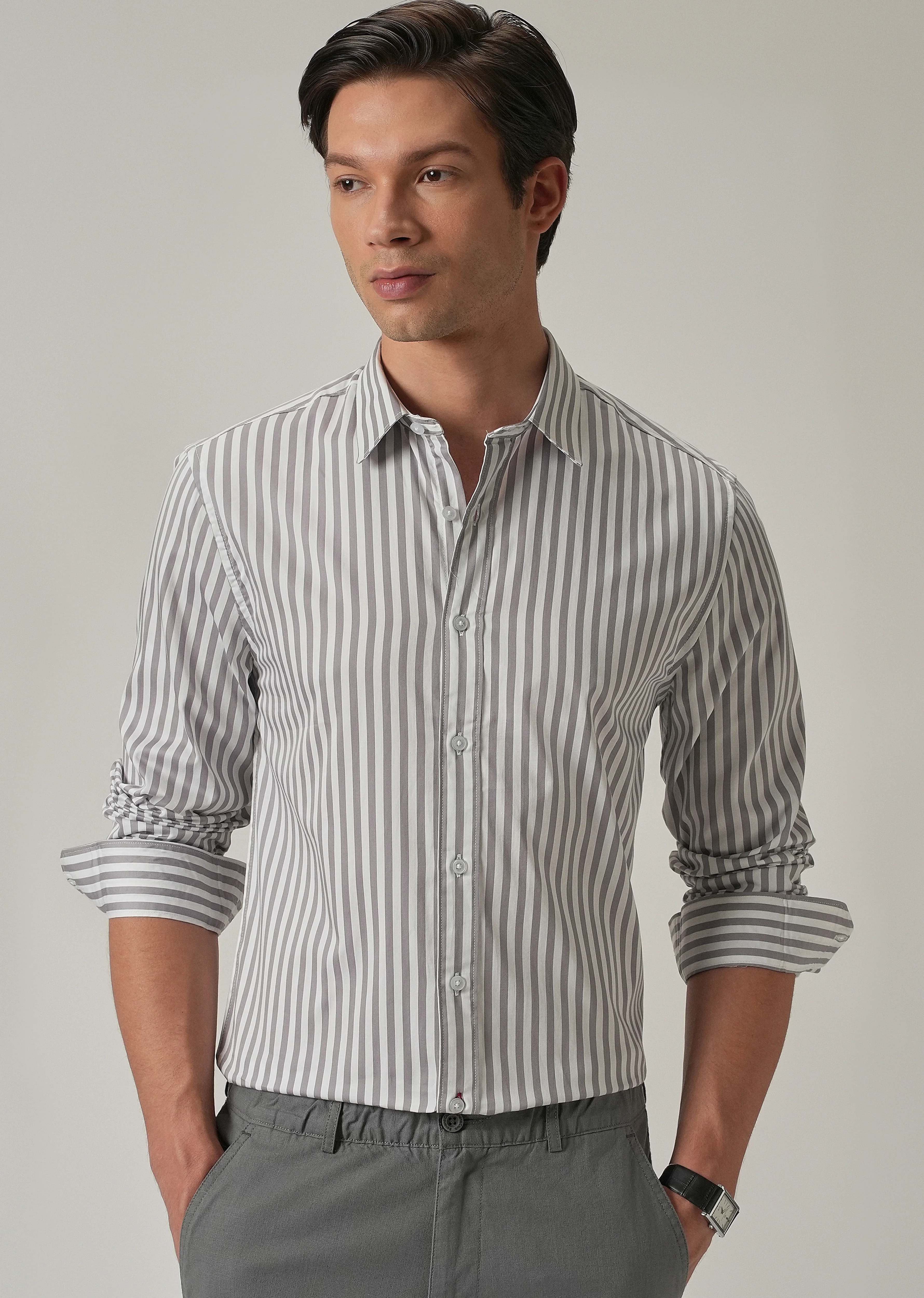 Lavender Satin Pin Stripe Shirt - Image 7