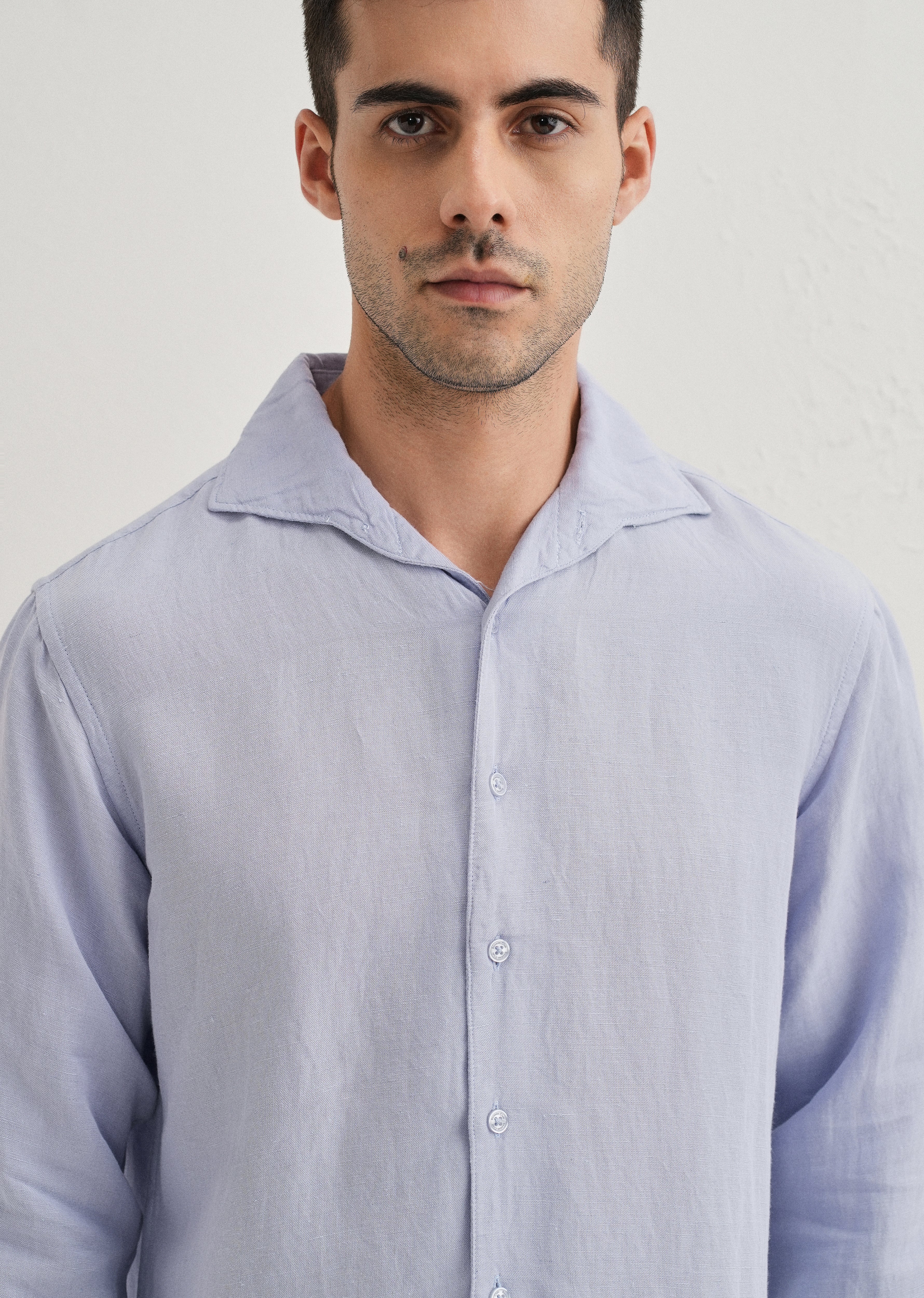 Lavender Plain Linen Viscose Shirt - Image 2