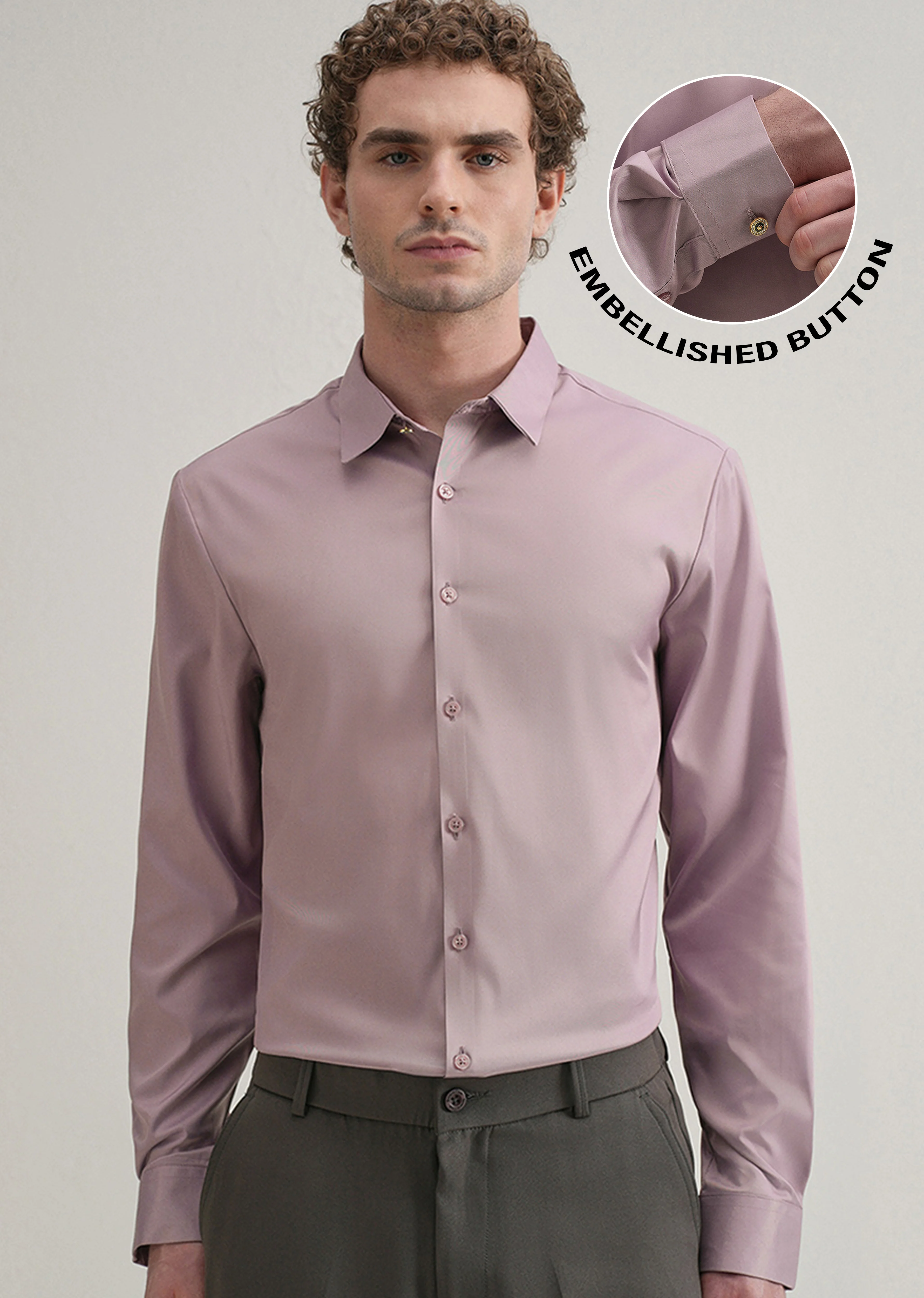 Lavender Plain Stitchless Placket Shirt - Image 7