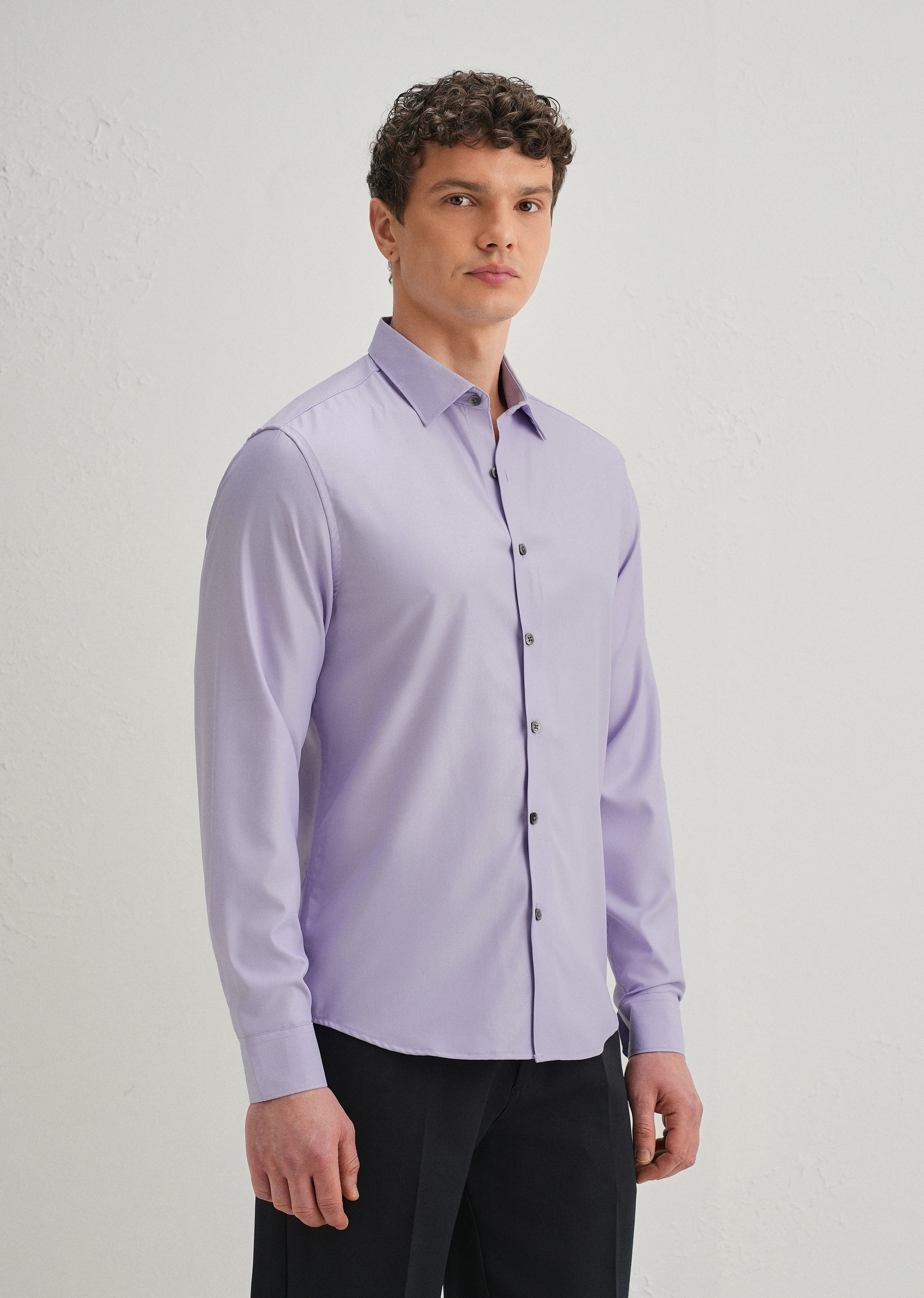 Lavender Stitchless Placket Premium Wrinkle-Free Shirt - Image 5