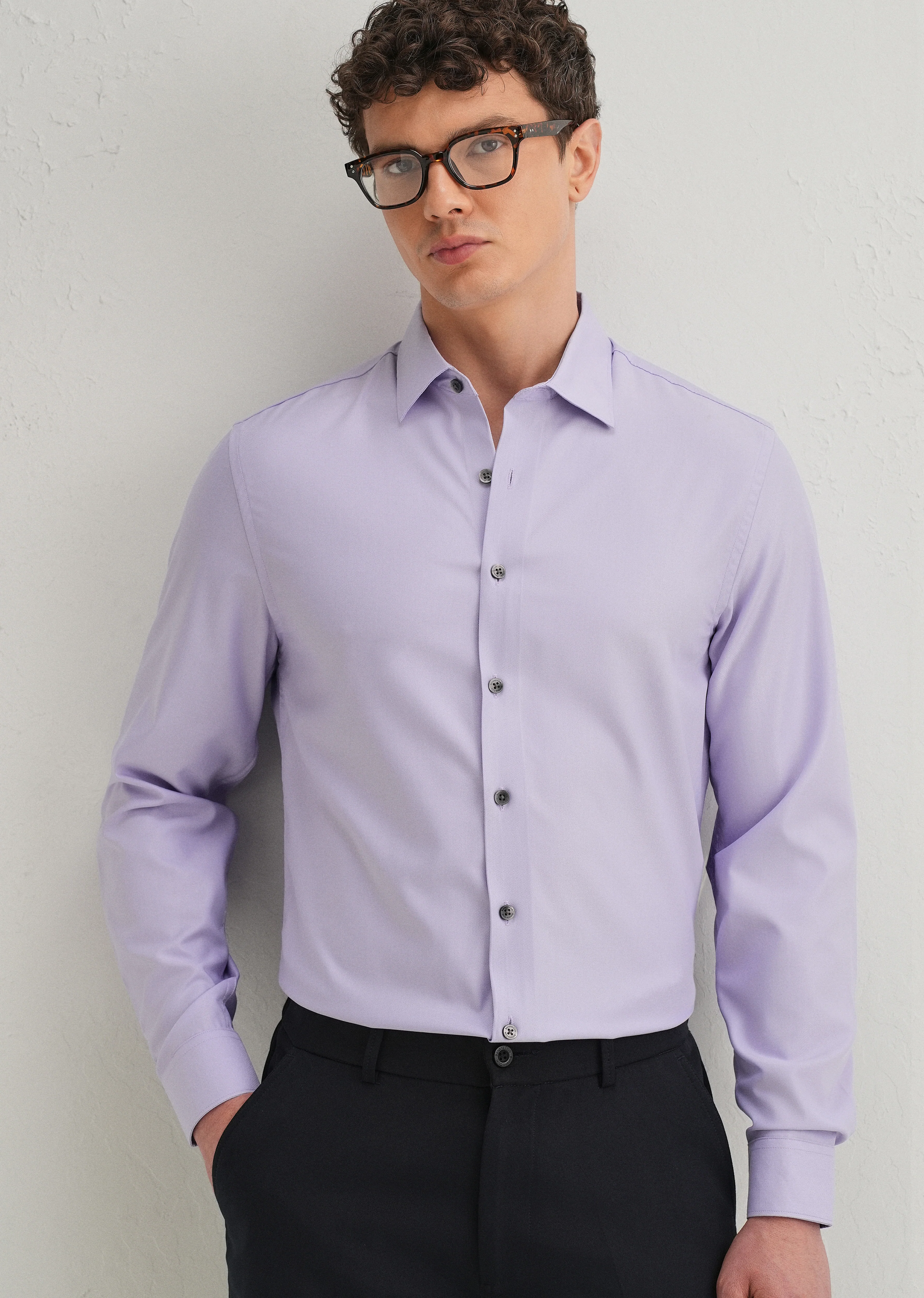 Lavender Stitchless Placket Premium Wrinkle-Free Shirt - Image 7