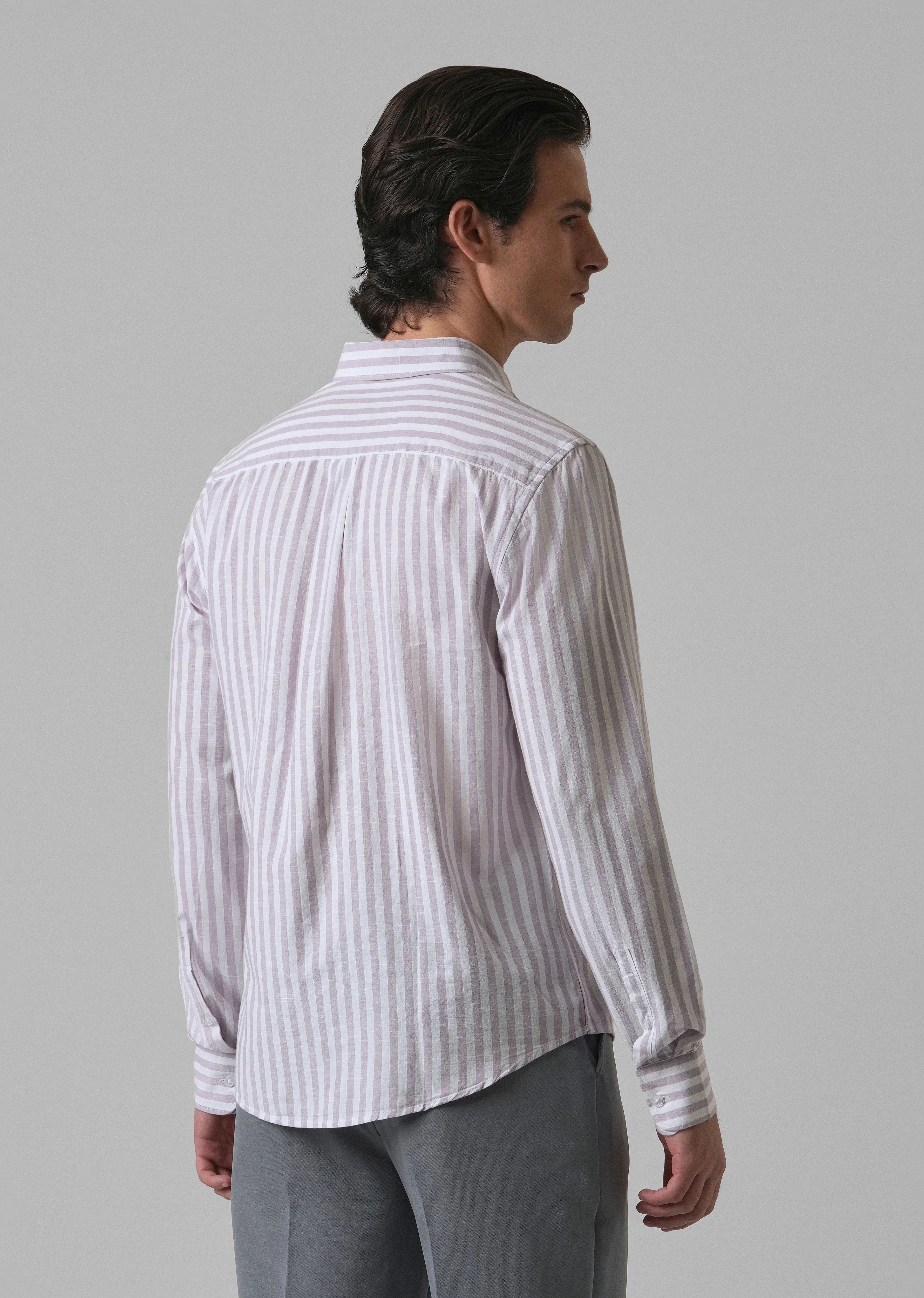 Lavender Stripe Cotton Shirt - Image 2
