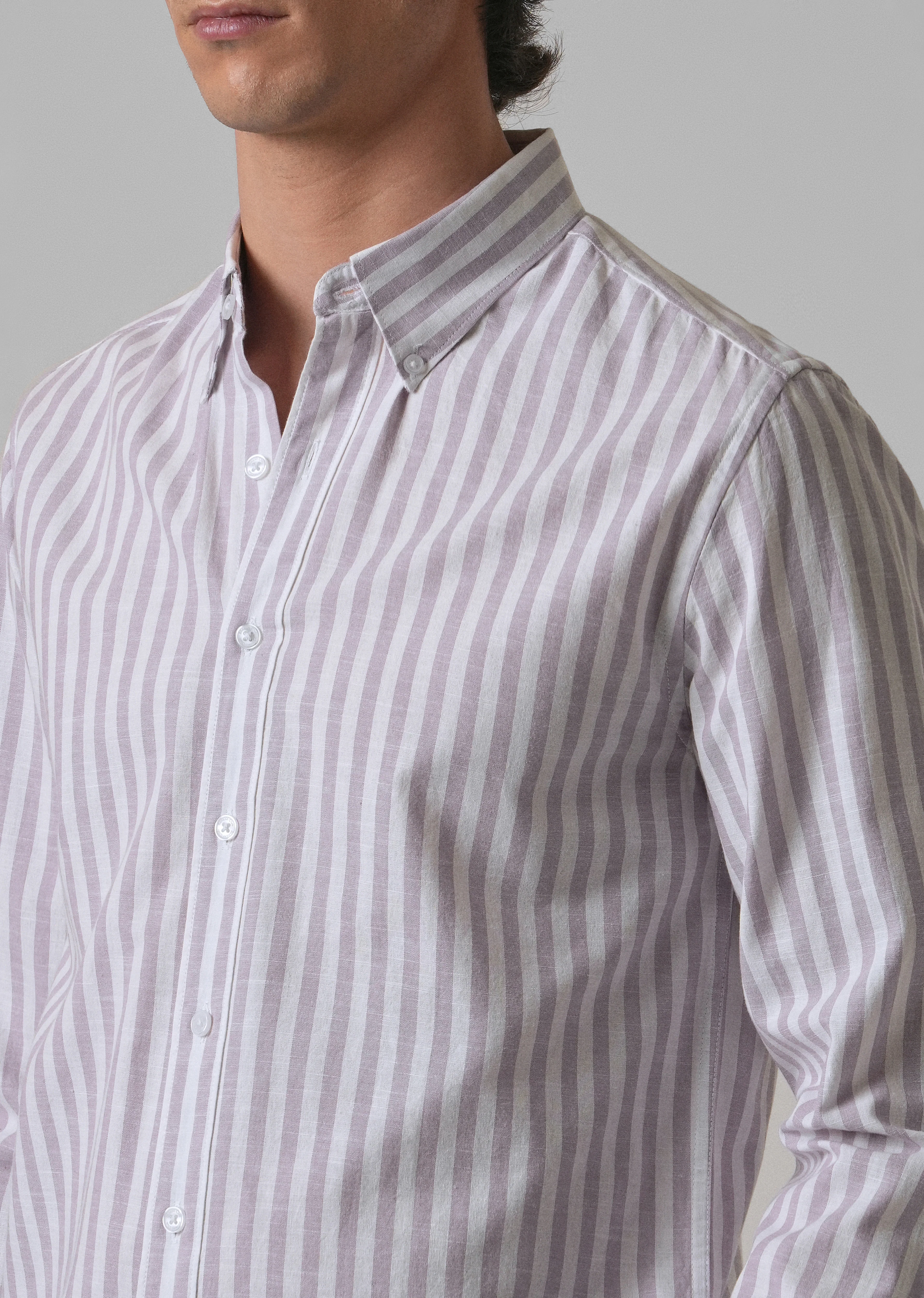 Lavender Stripe Cotton Shirt - Image 5