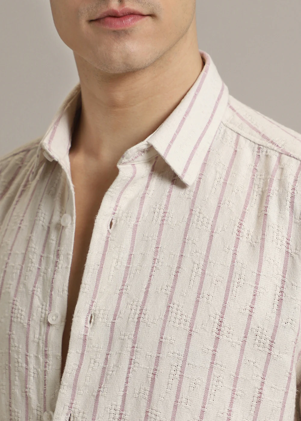 Lavender Stripe Textured Shirt - Image 3
