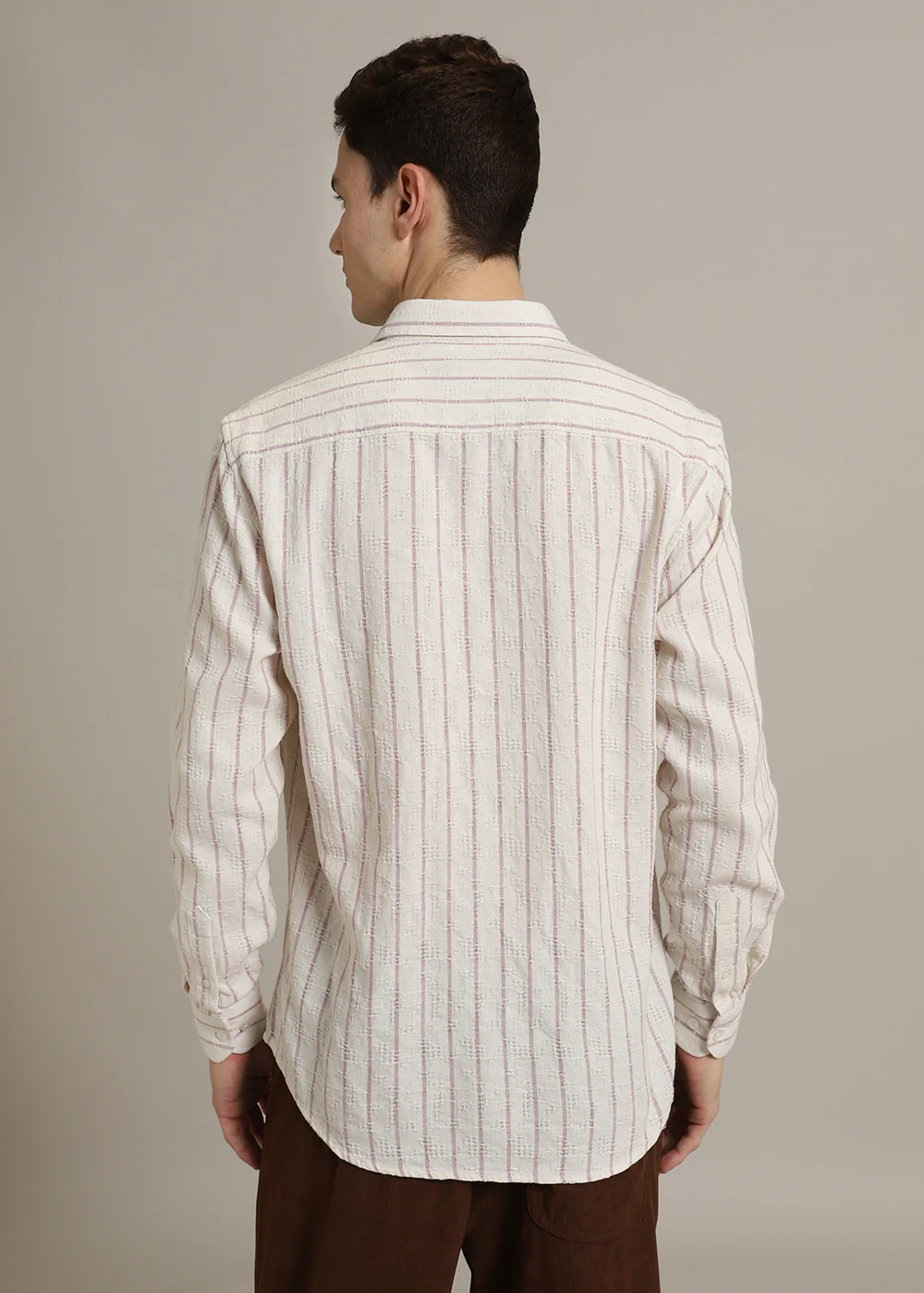 Lavender Stripe Textured Shirt - Image 4