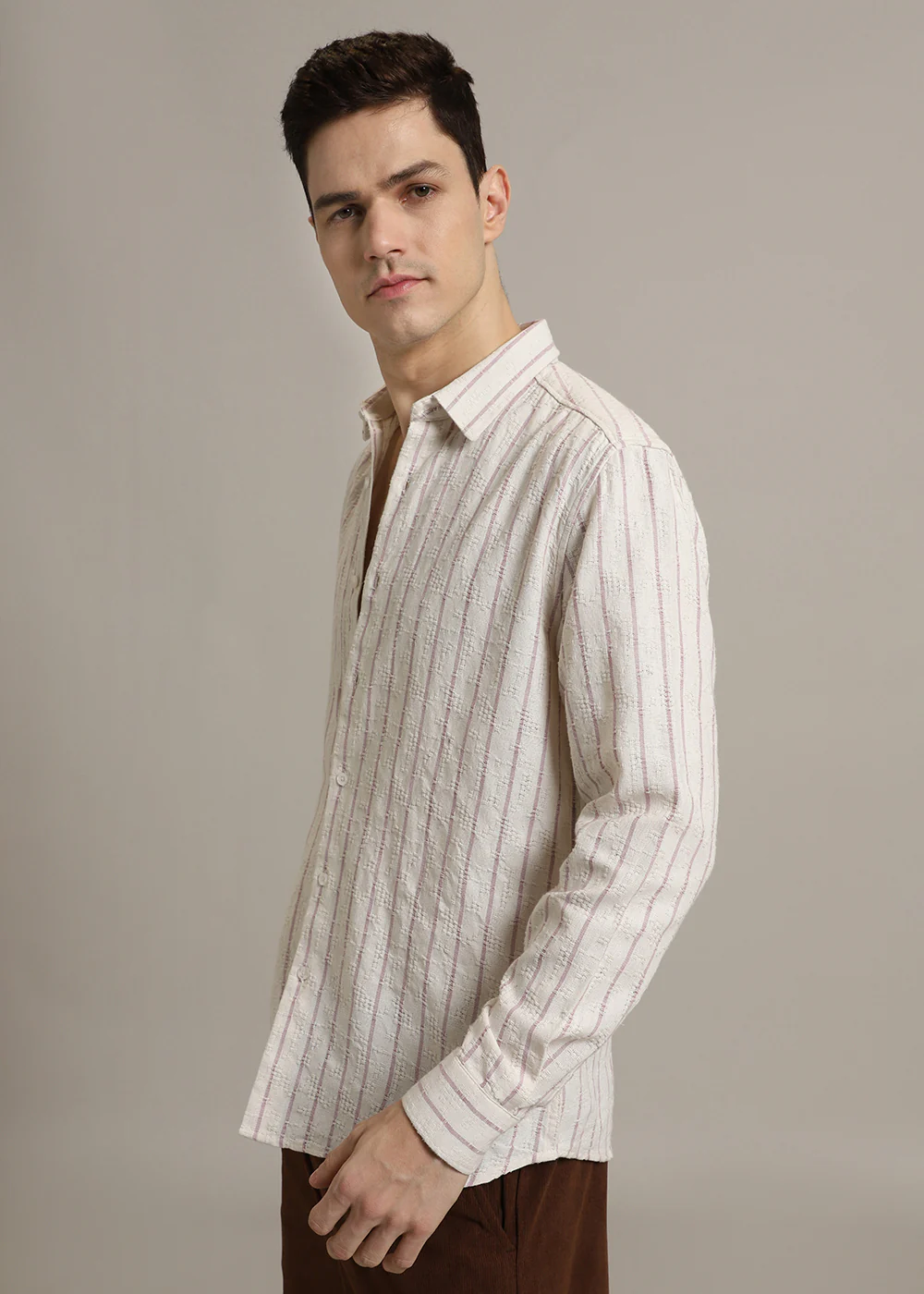 Lavender Stripe Textured Shirt - Image 6