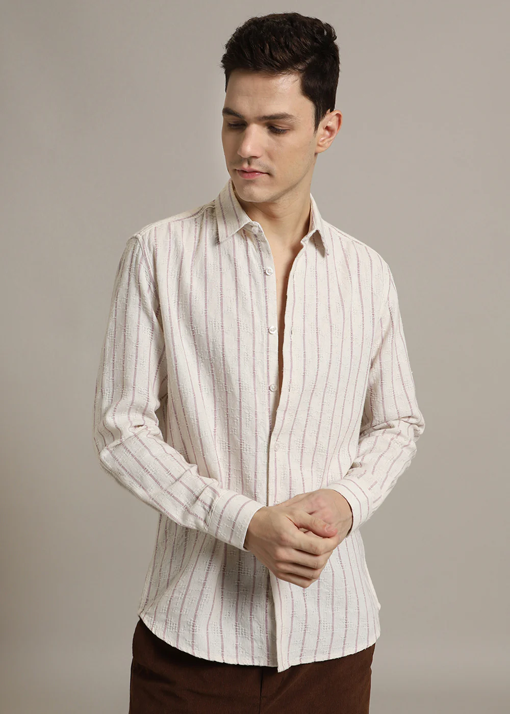 Lavender Stripe Textured Shirt - Image 8