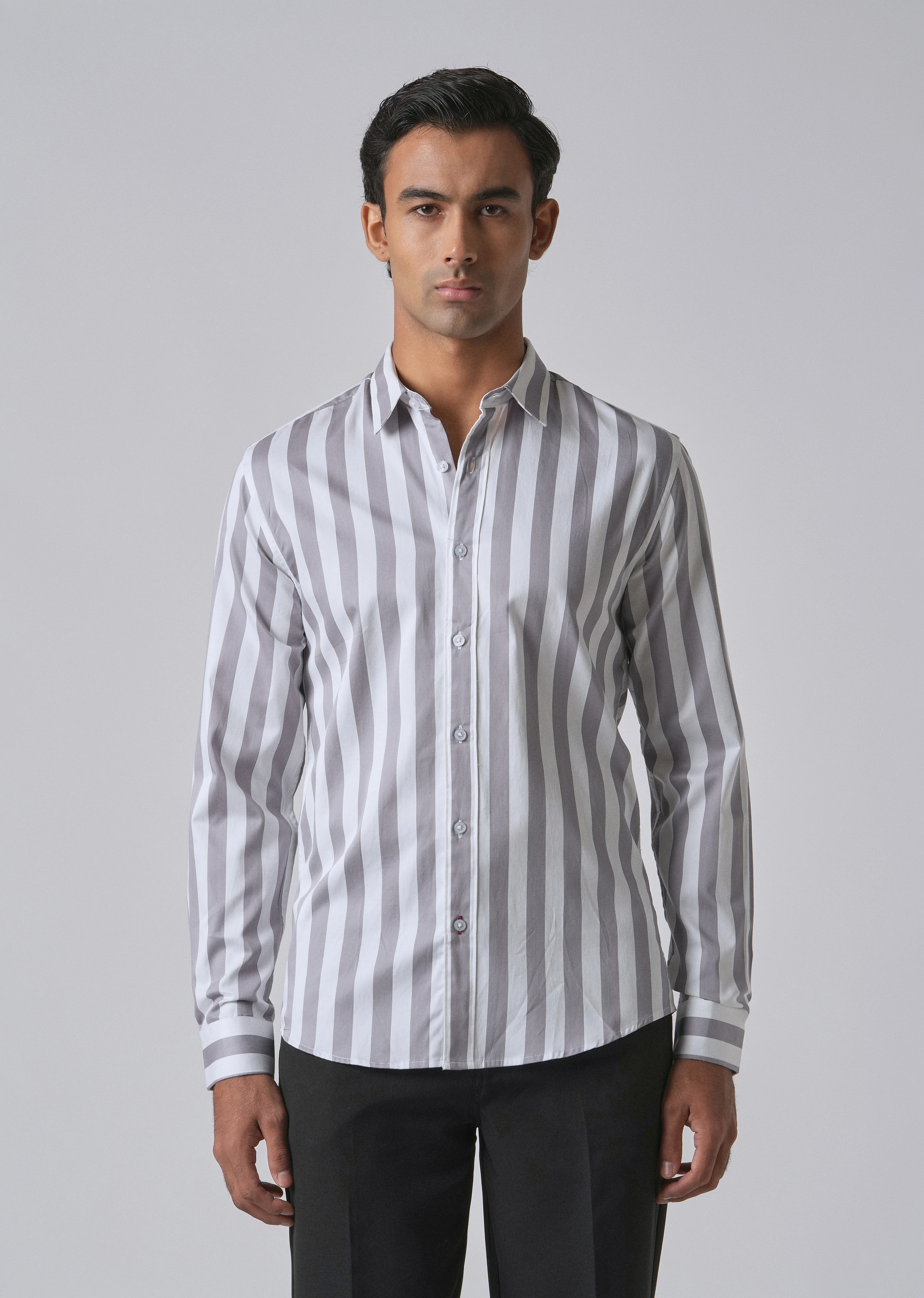 Lavender Satin Striped Shirt - Image 3