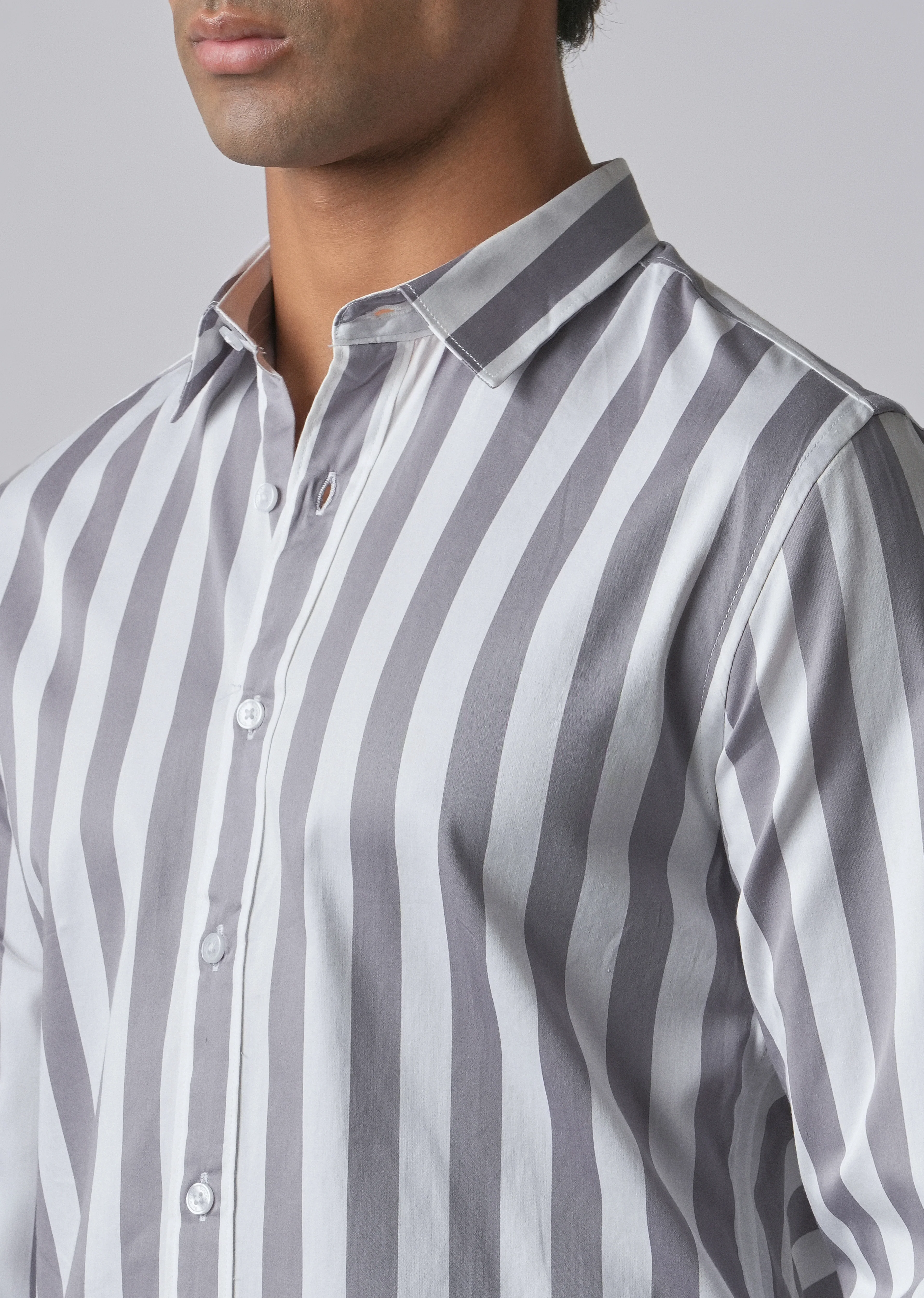 Lavender Satin Striped Shirt - Image 5