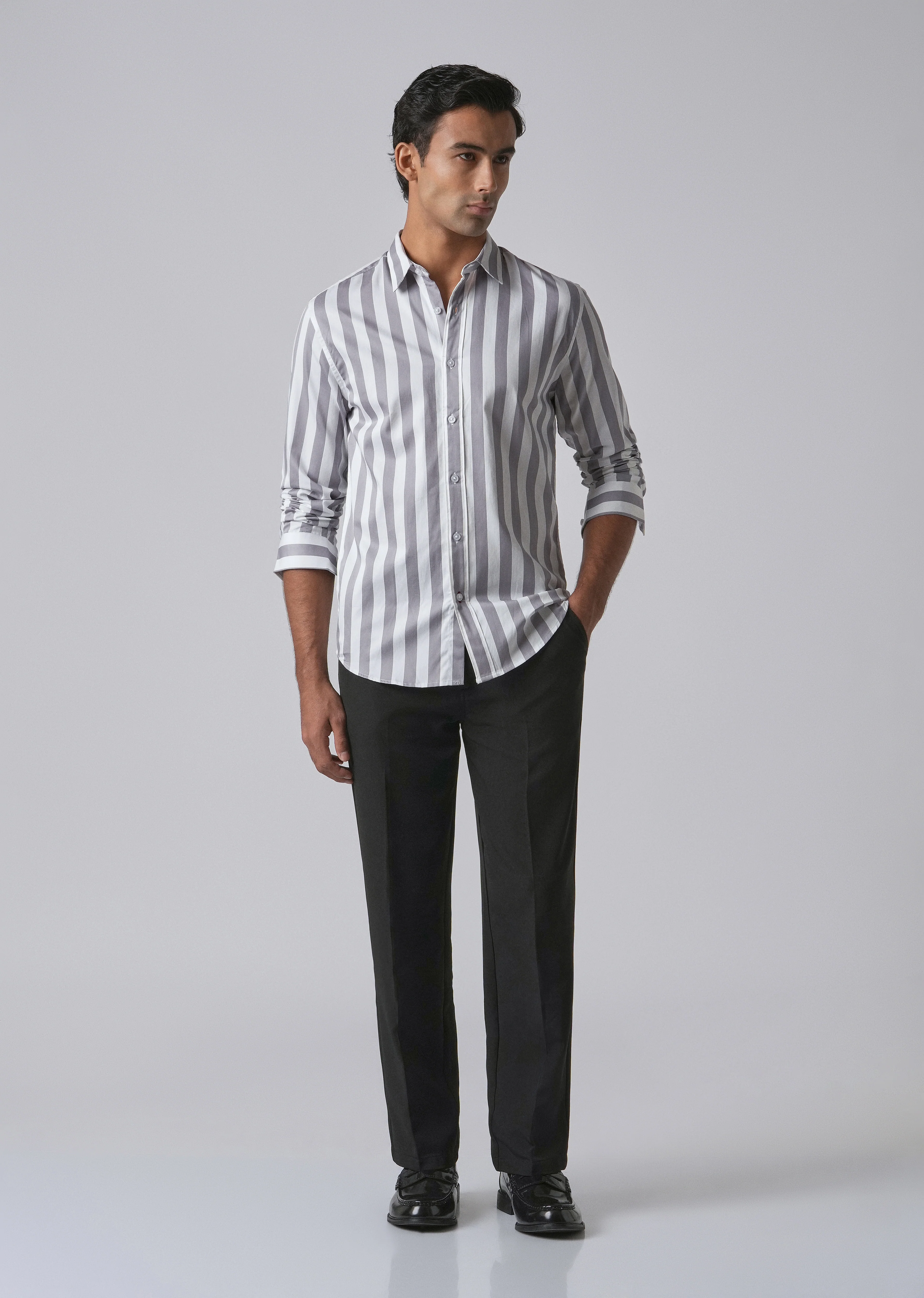 Lavender Satin Striped Shirt - Image 6
