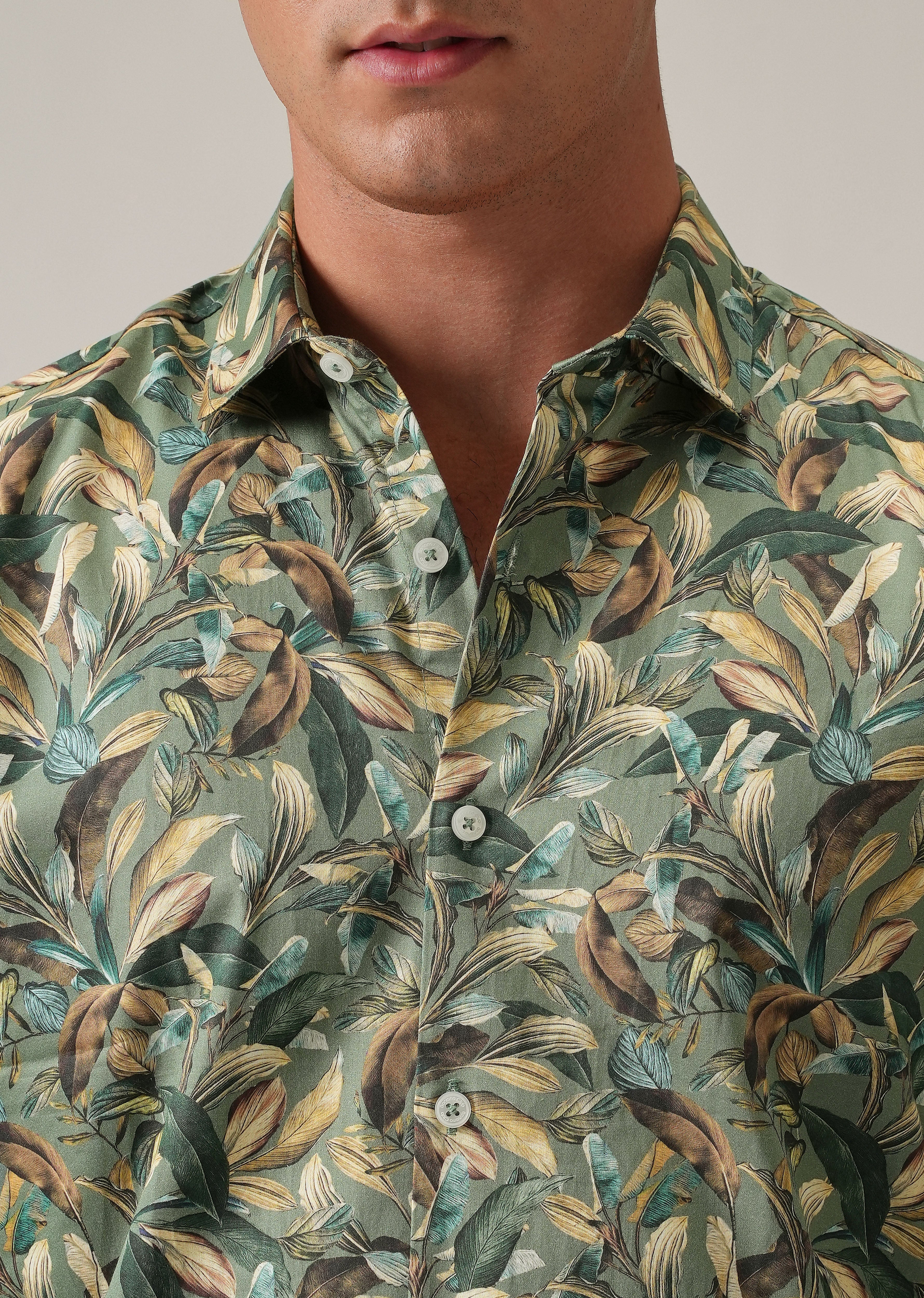 Leaf Motif Print Shirt - Image 5