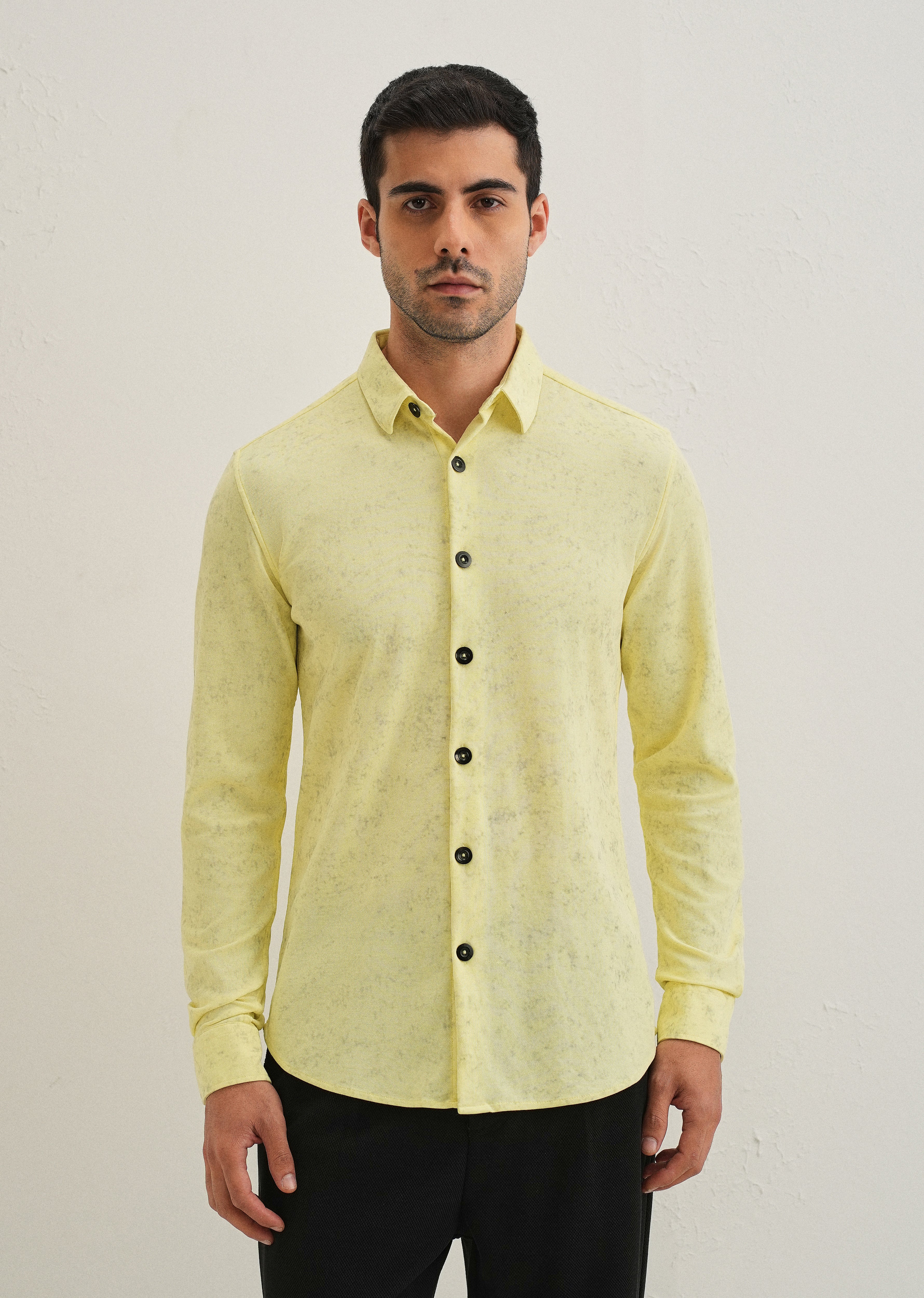 Lemon Yellow Knitted Shirt - Image 3