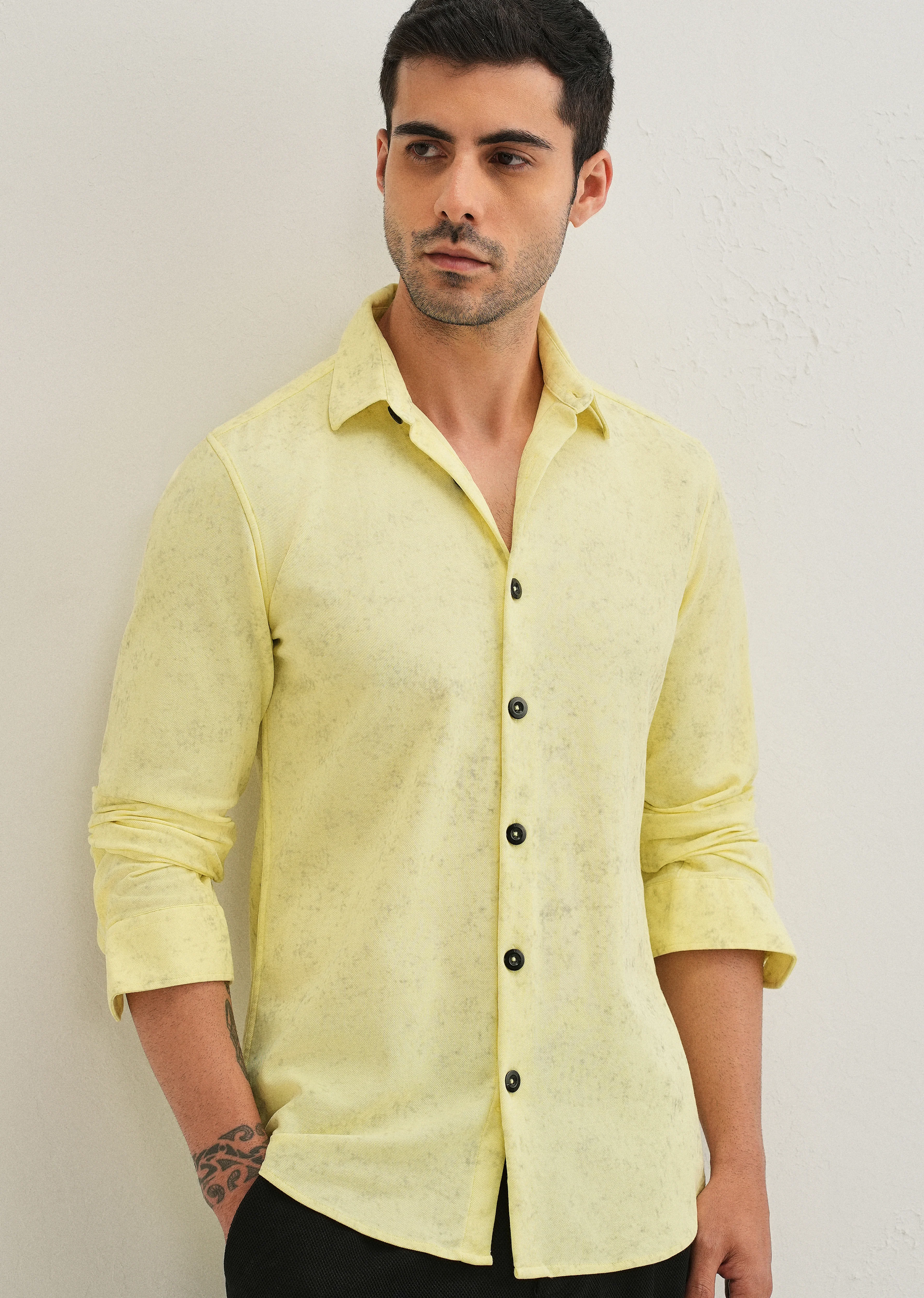 Lemon Yellow Knitted Shirt - Image 7