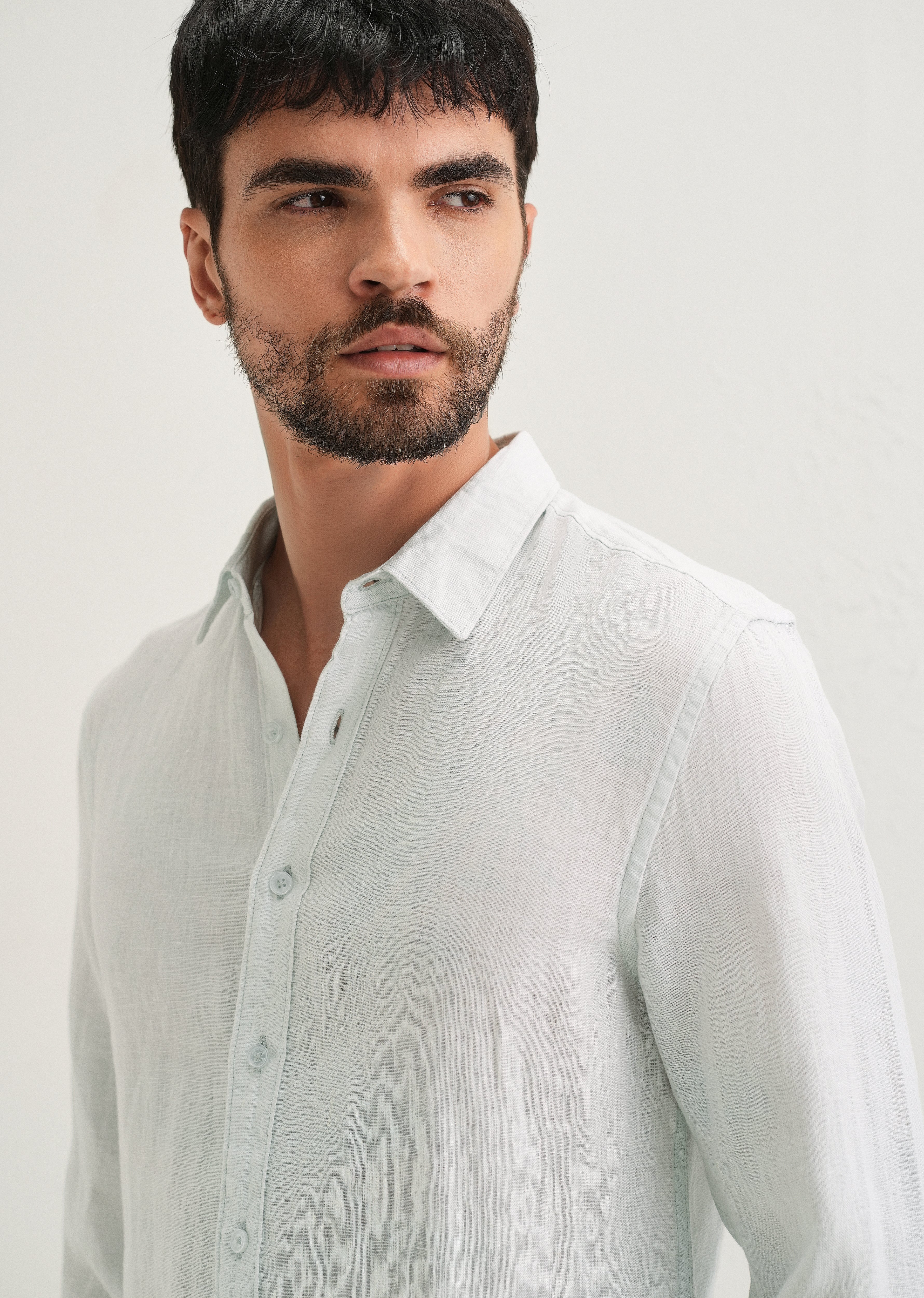 Light Aqua Pure Linen Shirt - Image 2