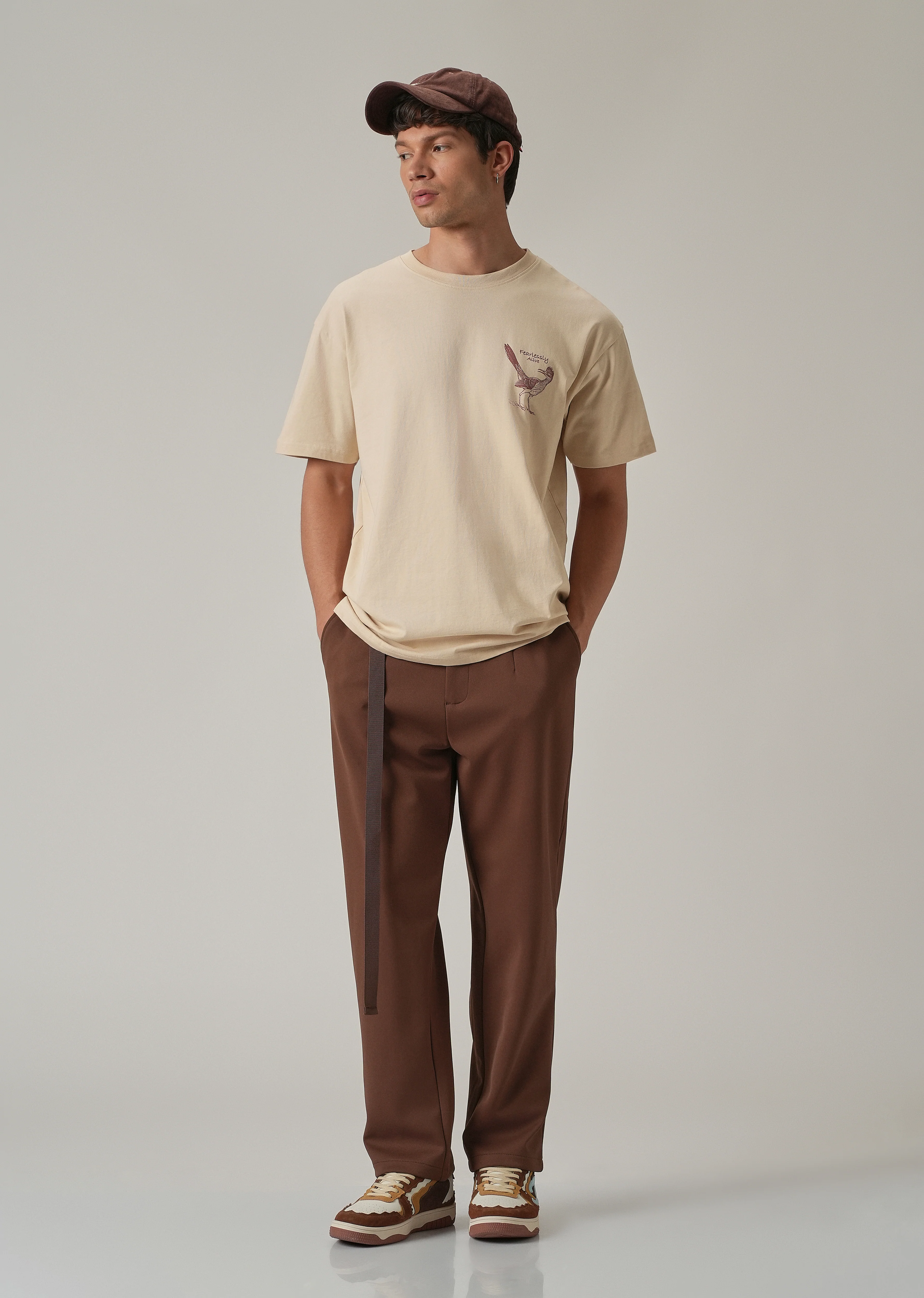 Light Beige Back Printed Oversized T-Shirt - Image 6