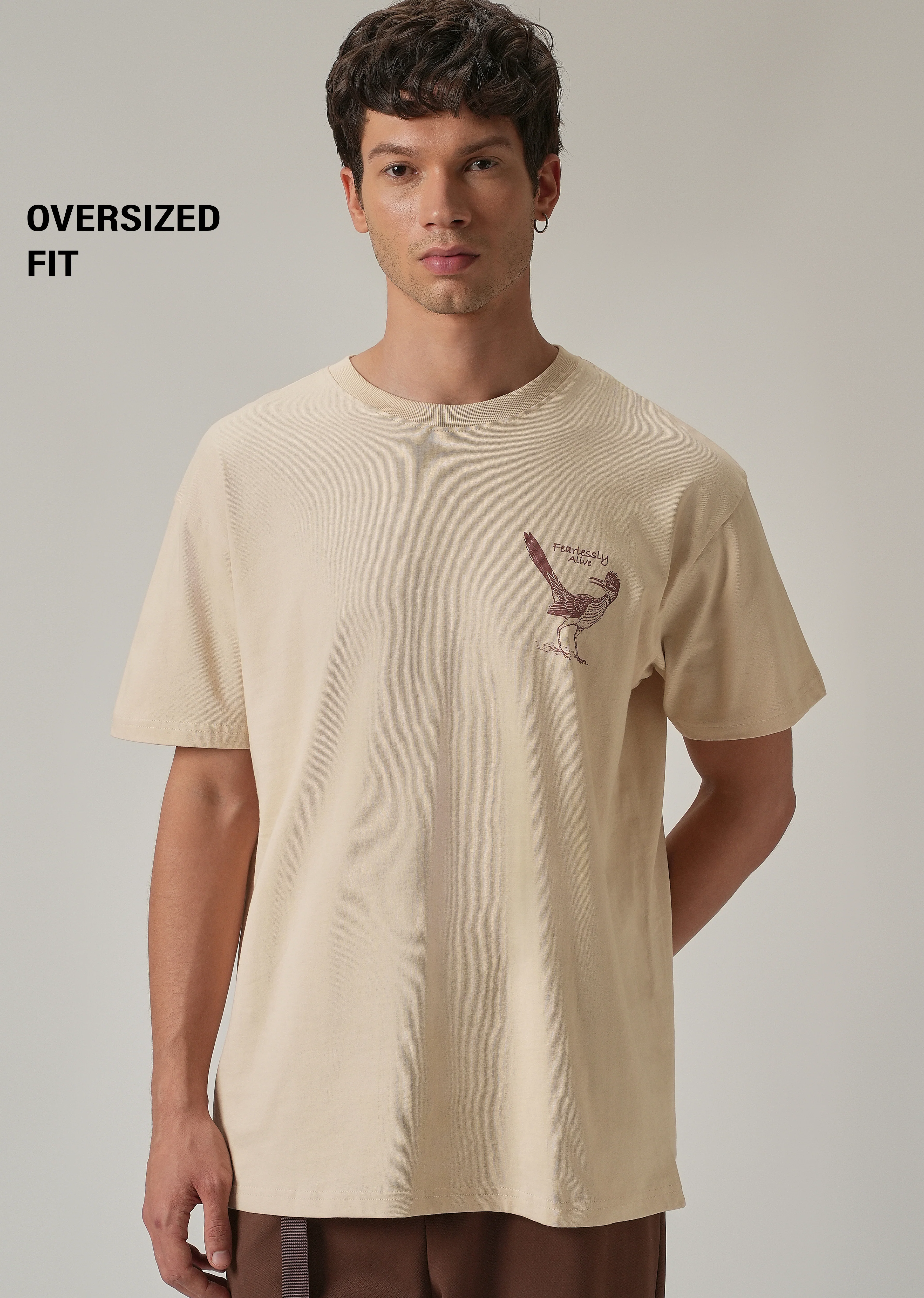 Light Beige Back Printed Oversized T-Shirt - Image 7
